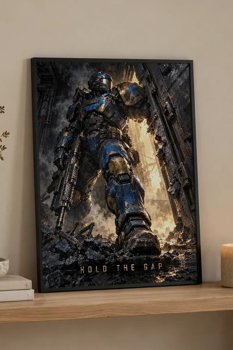 "Hold the Gap" Premium Wooden Framed Poster - the graphic up close