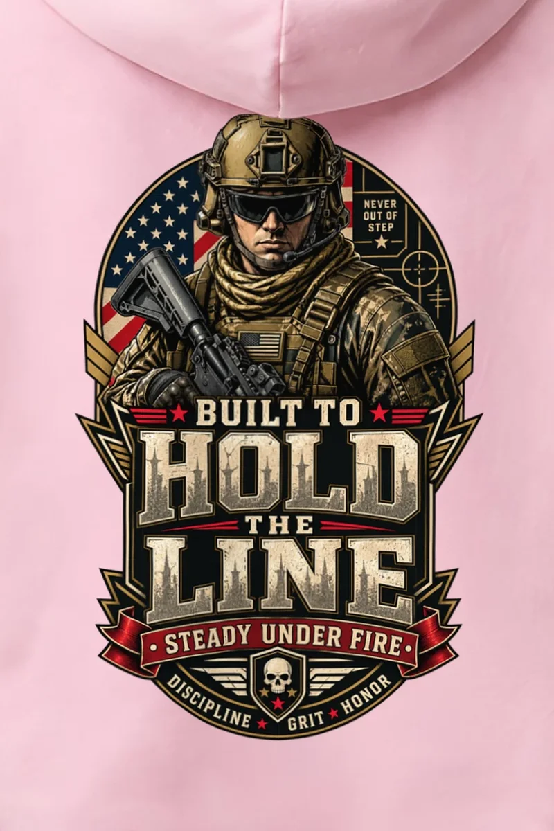 "Hold The Line" 1 Pullover Hoodie - the graphic up close