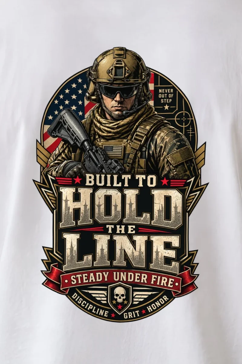 "Hold The Line" Unisex Longsleeve T-shirt - the graphic up close