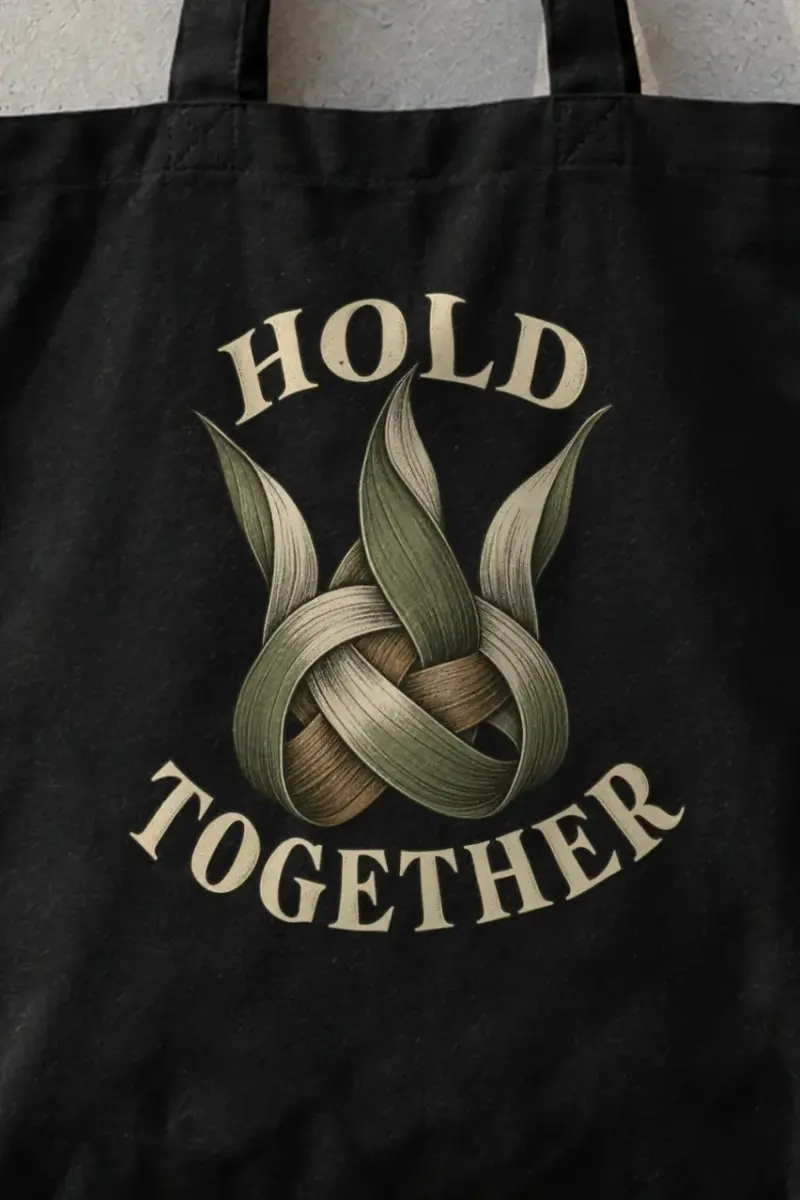 "Hold Together" Classic Cotton Tote Bag - the graphic up close