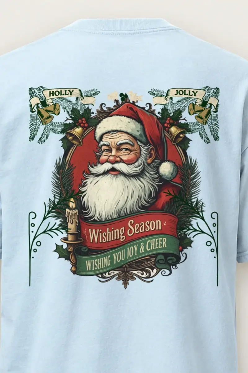 "Holly Jolly Santa" Heavyweight Unisex Crewneck T-shirt