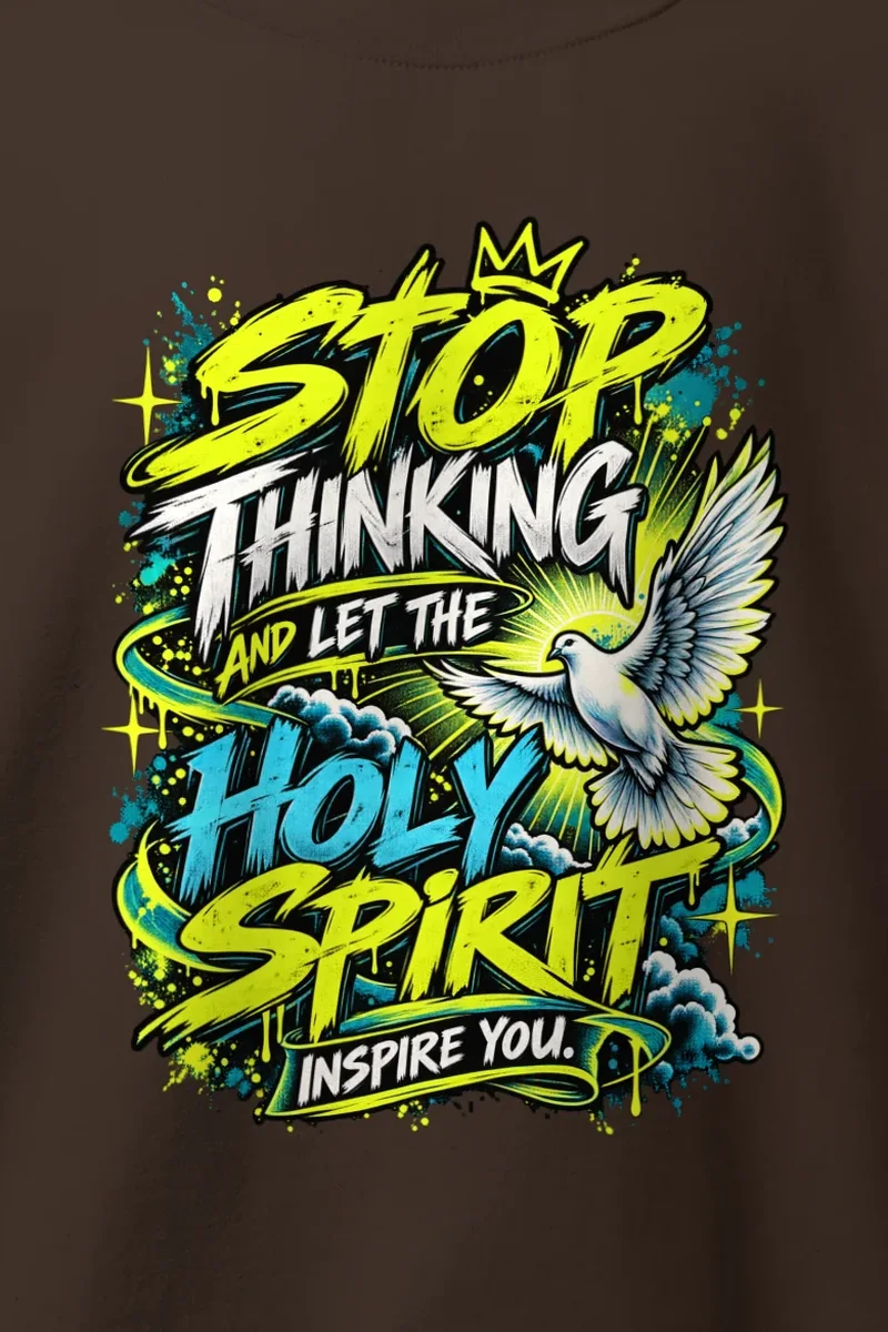 "Stop Thinking Graffiti Crew" Heavy Blend Unisex Crewneck Sweatshirt - the graphic up close