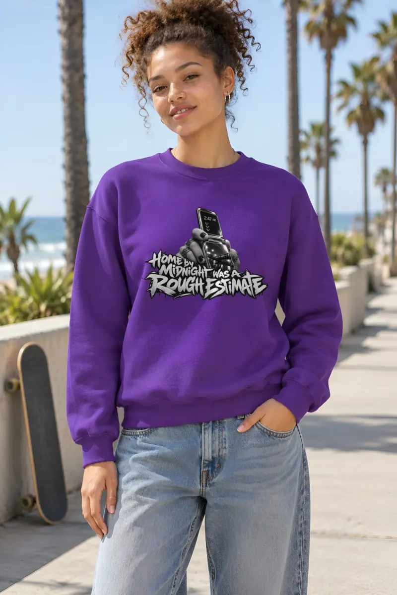 "Home by Midnight Was a Rough Estimate" Heavy Blend Unisex Crewneck Sweatshirt