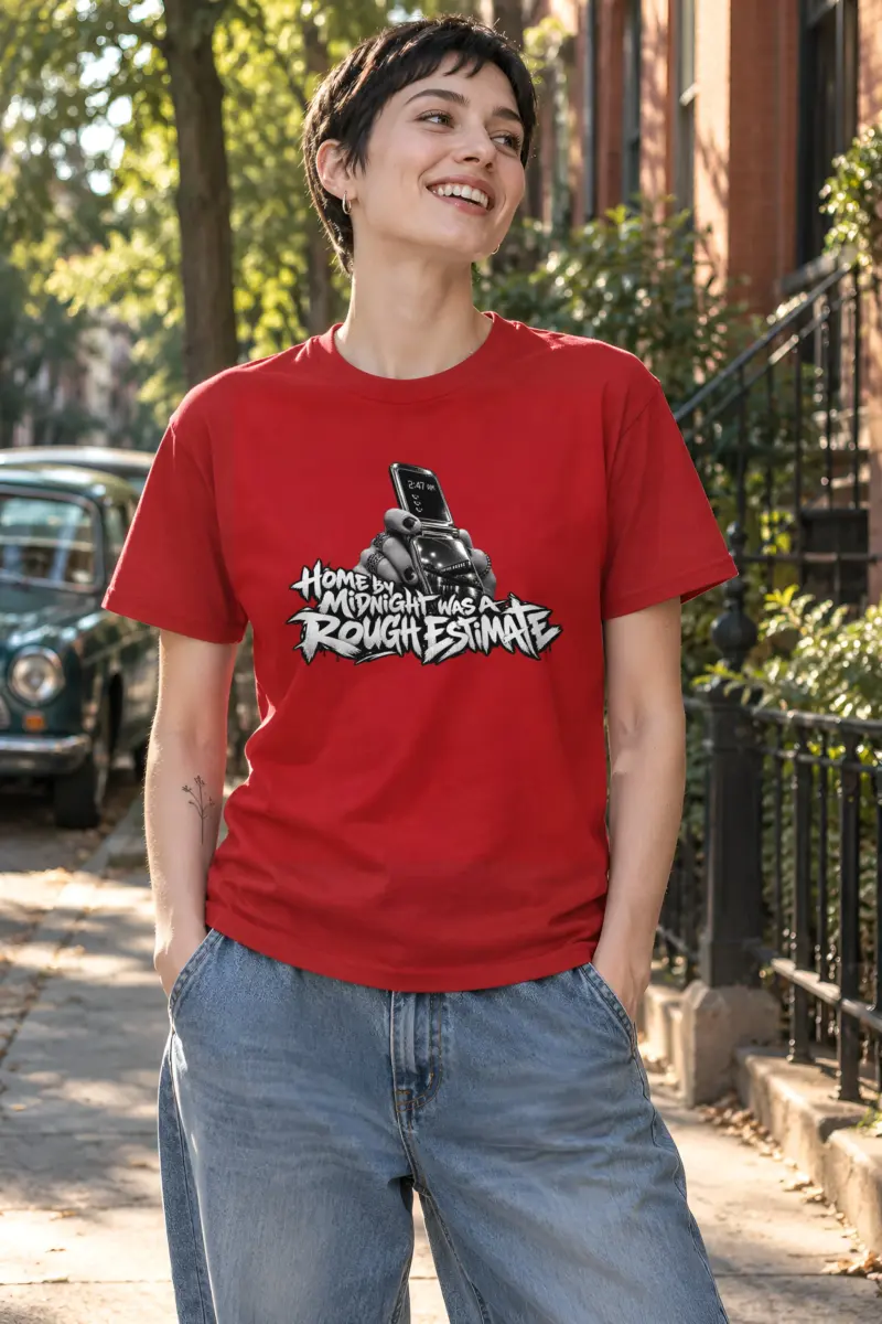 "Home by Midnight Was a Rough Estimate" Heavyweight Unisex Crewneck T-shirt