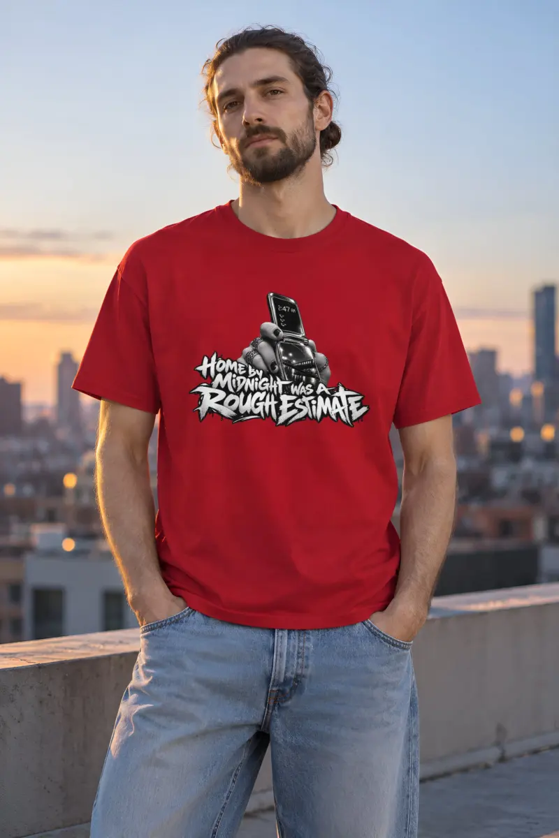 "Home by Midnight Was a Rough Estimate" Heavyweight Unisex Crewneck T-shirt
