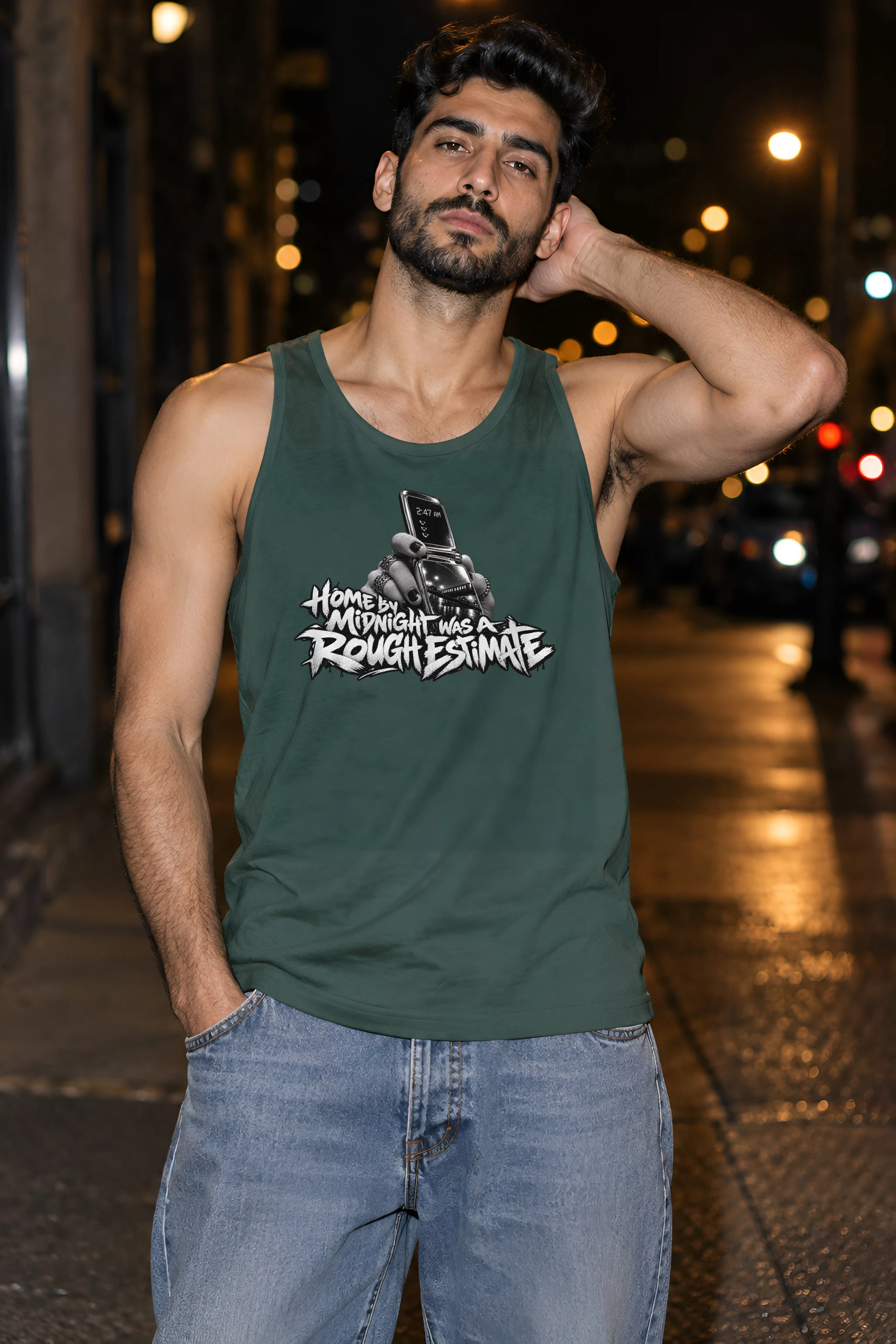 "Home By Midnight Was A Rough Estimate" Unisex Jersey Tank