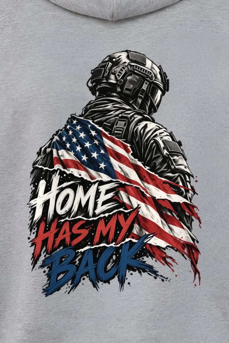 "Home Has My Back" Heavy Blend Unisex Pullover Hoodie - the graphic up close