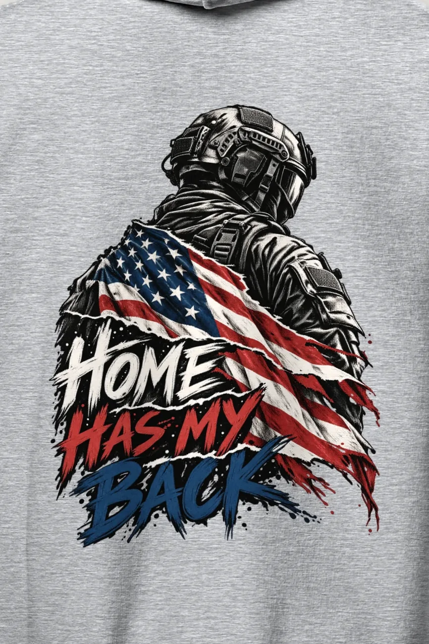 "Home Has My Back" Heavy Blend Unisex Pullover Hoodie - the graphic up close