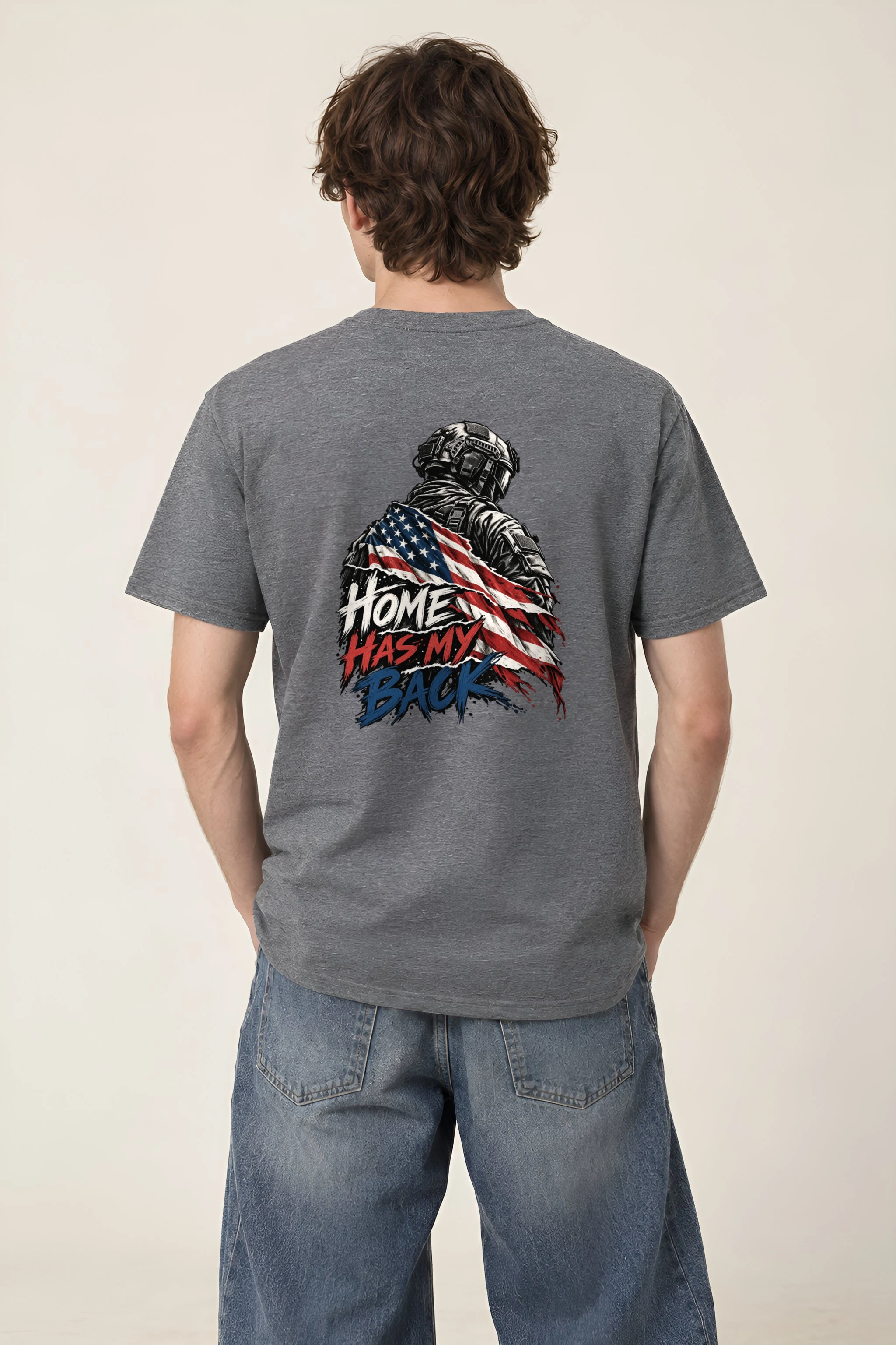 "Home Has My Back" Heavyweight Unisex Crewneck T-shirt