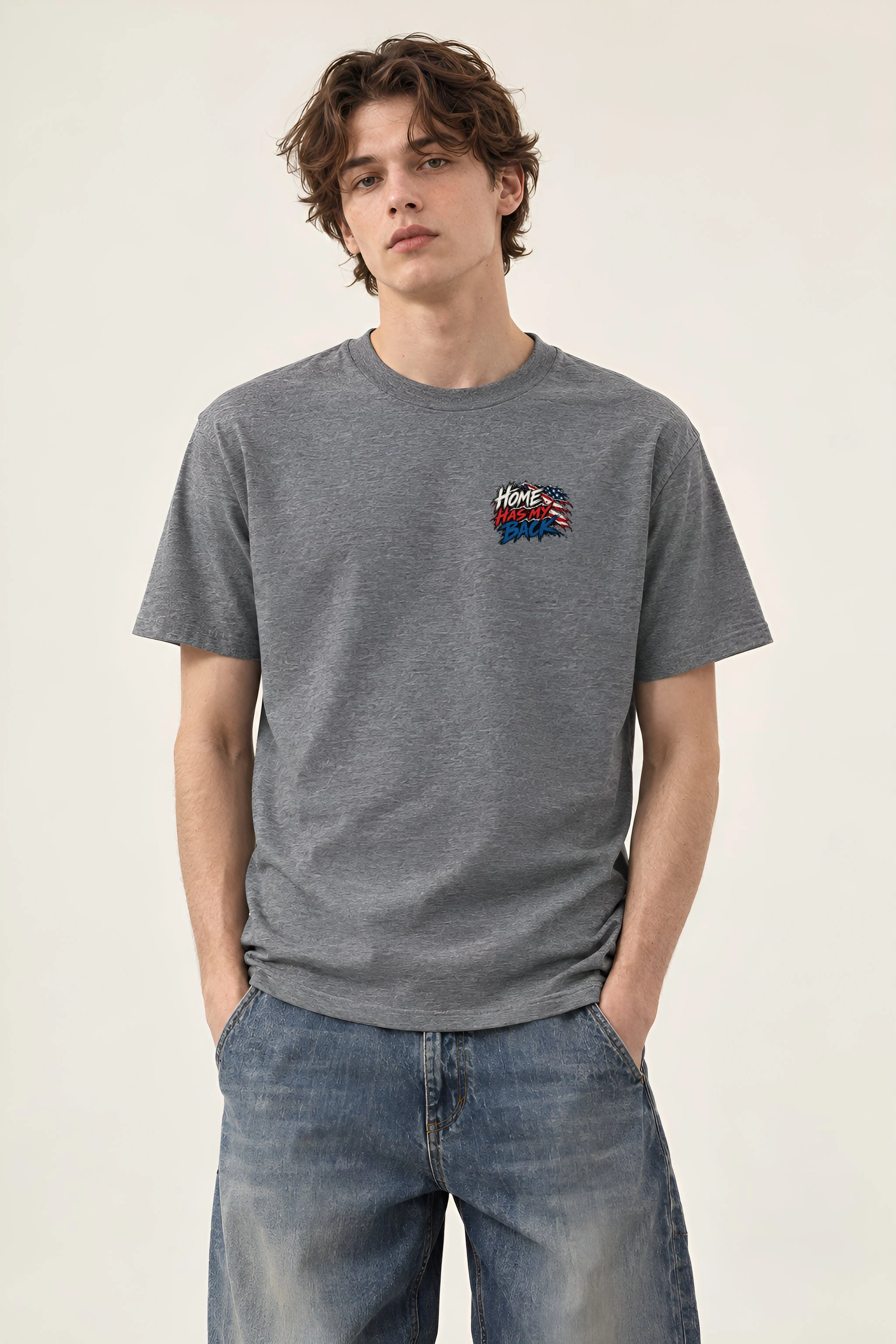 "Home Has My Back" Heavyweight Unisex Crewneck T-shirt