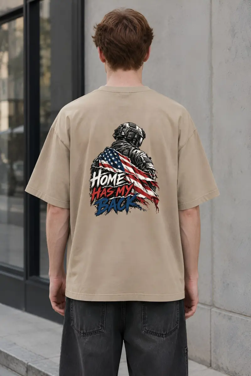 “Home Has My Back” Men’s Oversized Heavyweight Crewneck T-Shirt