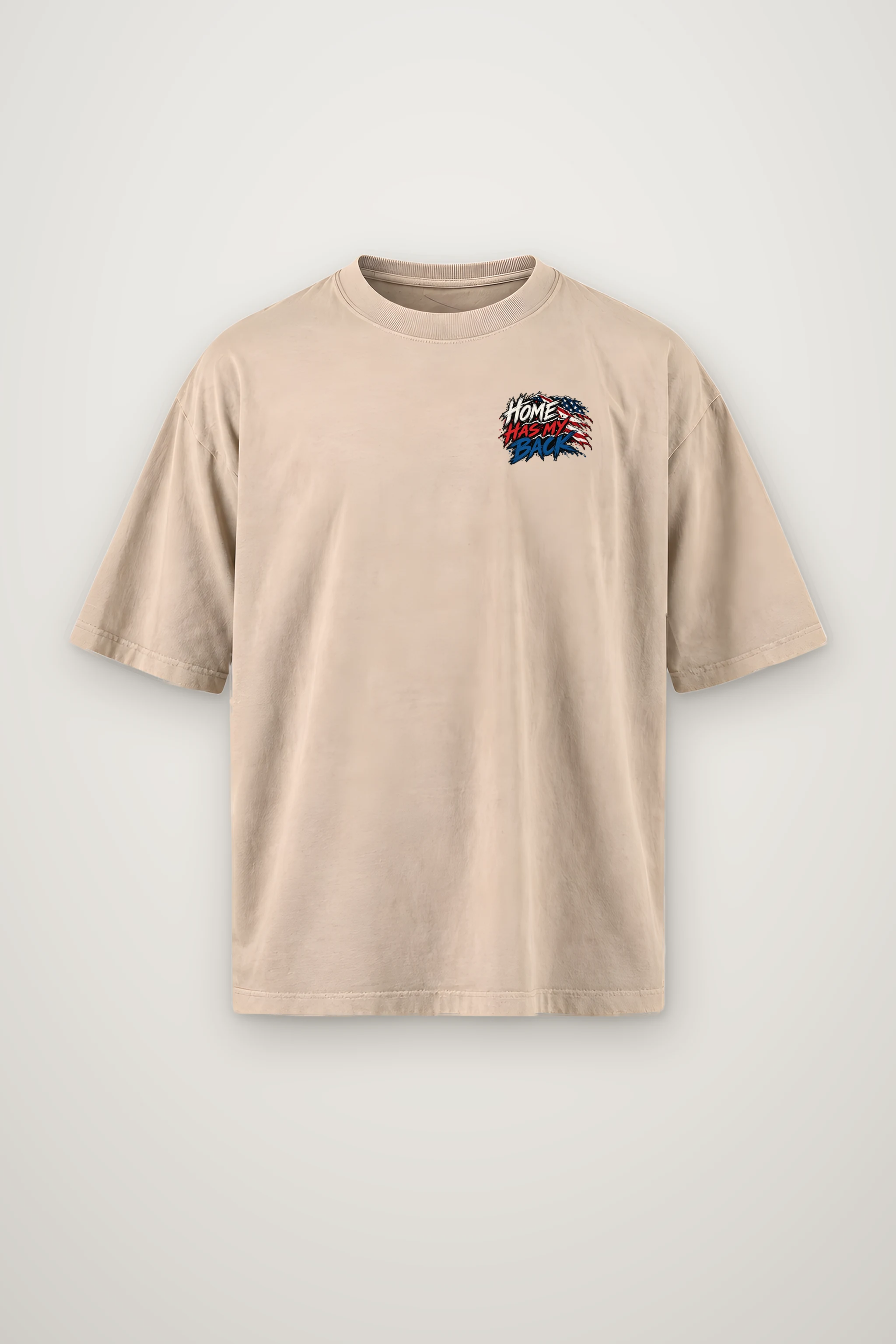 "Home Has My Back" Men's Oversized Heavyweight Crewneck T-Shirt