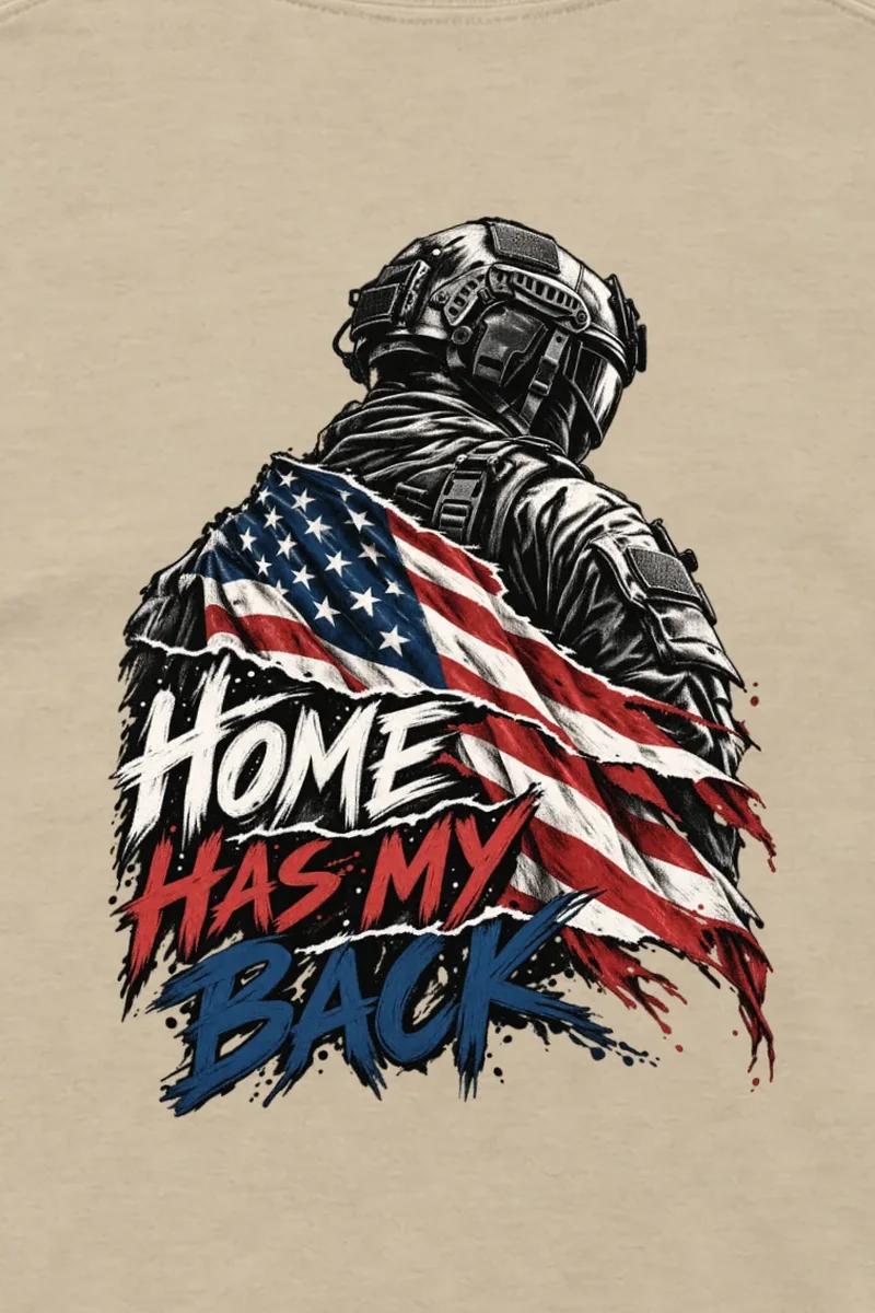 "Home Has My Back" Unisex Longsleeve T-shirt - the graphic up close