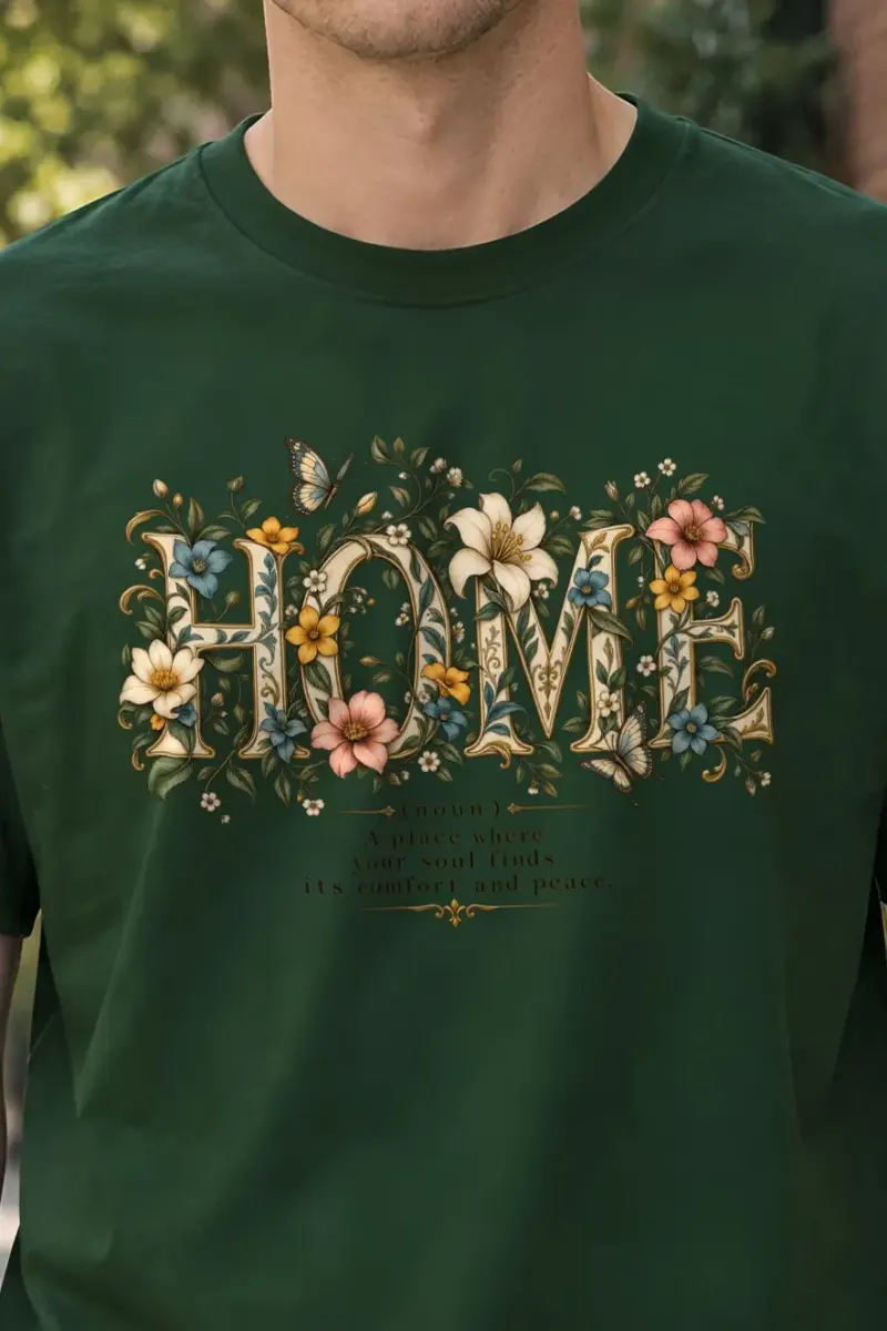 "Home In Bloom" Heavyweight Unisex Crewneck T-shirt