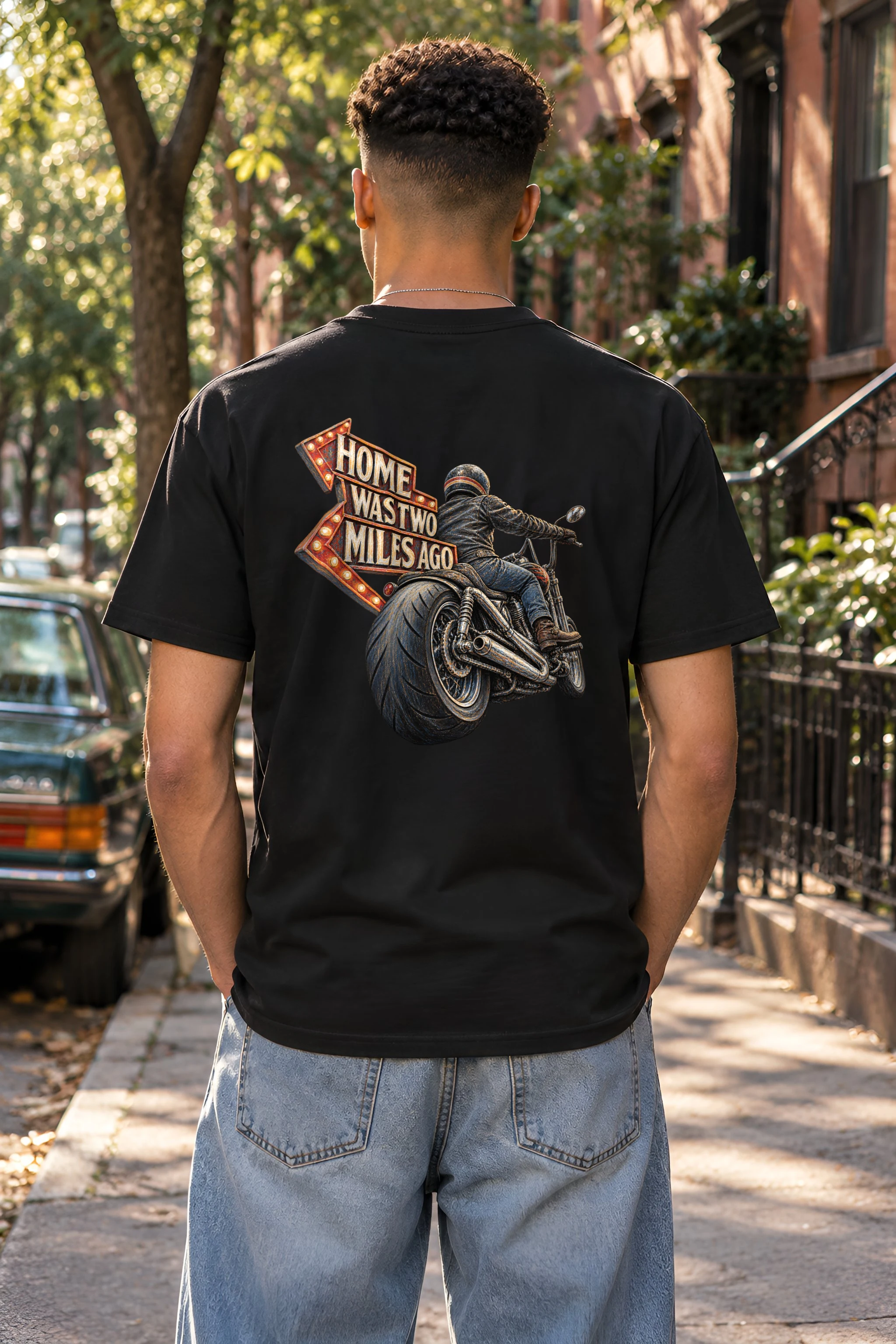 "Home Was Two Miles Ago" Heavyweight Unisex Crewneck T-shirt