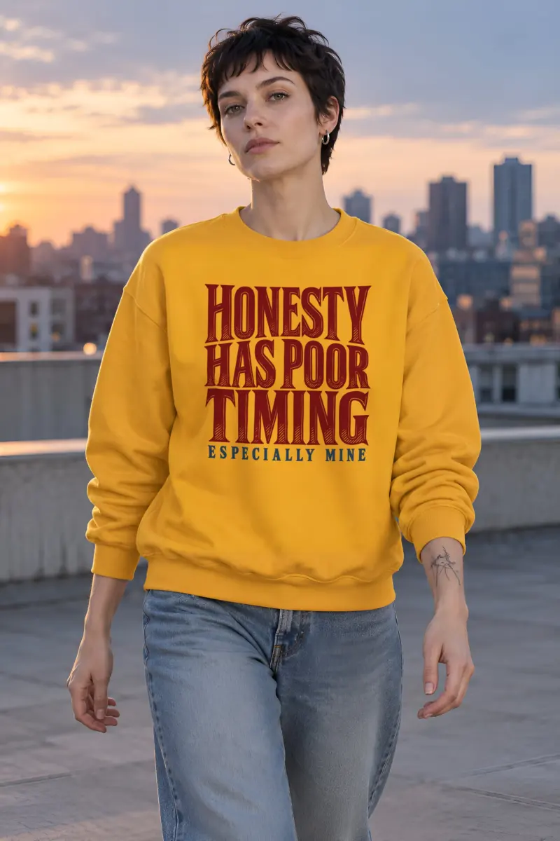 "Honesty Has Poor Timing" Heavy Blend Unisex Crewneck Sweatshirt