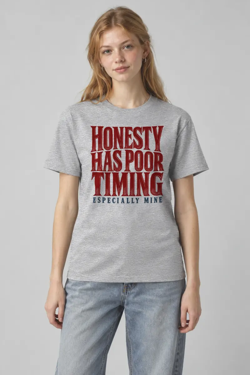"Honesty Has Poor Timing" Heavyweight Unisex Crewneck T-shirt