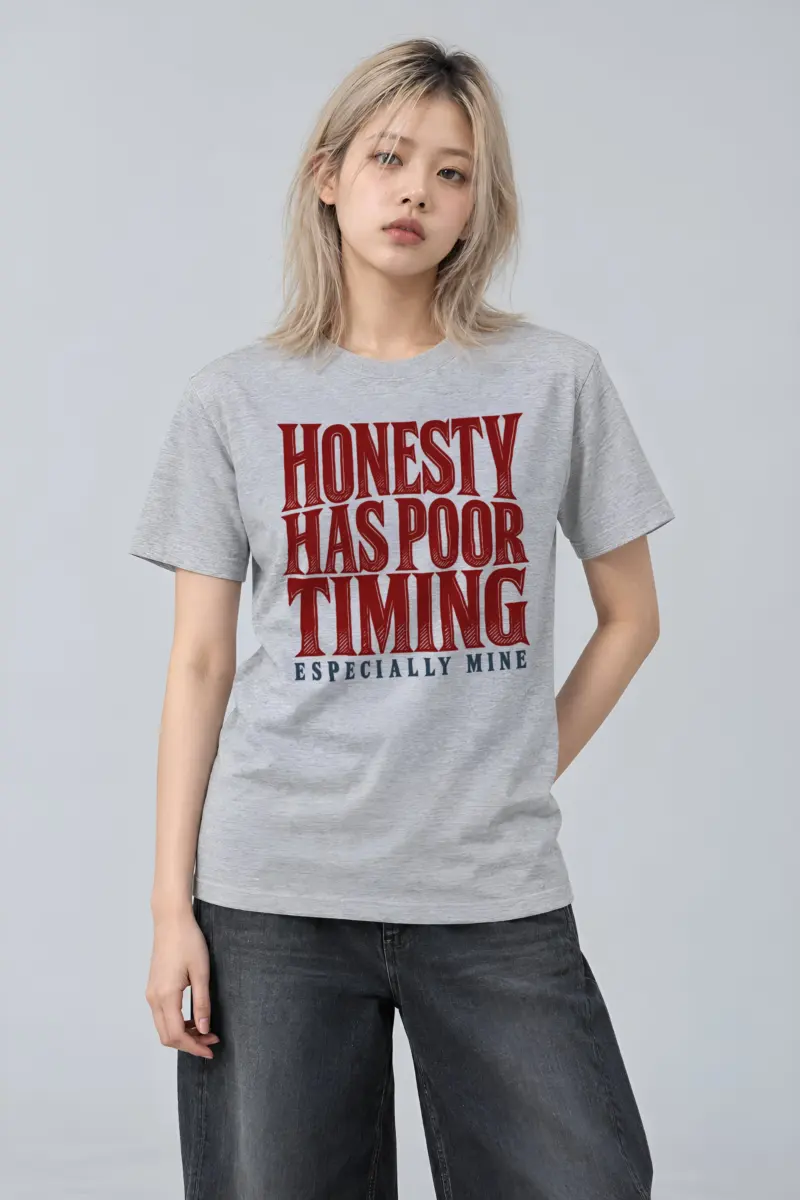 "Honesty Has Poor Timing" Heavyweight Unisex Crewneck T-shirt