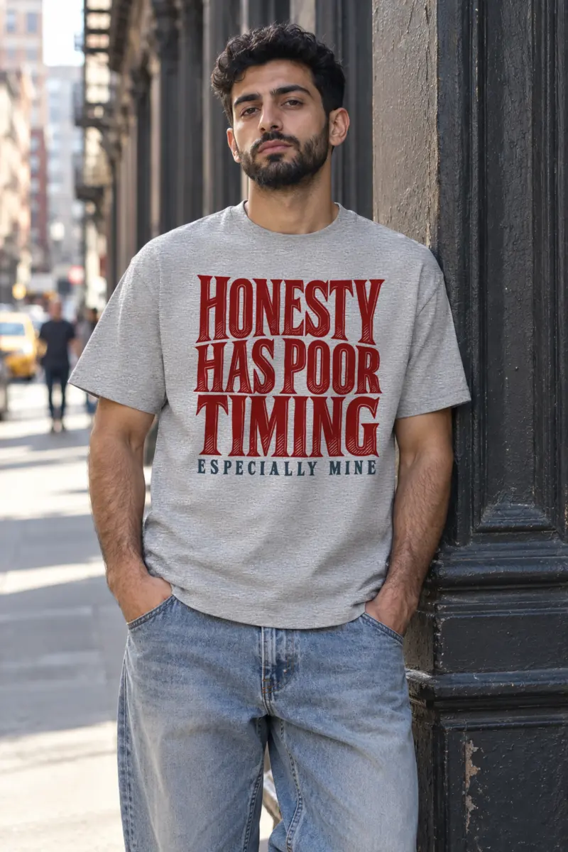 "Honesty Has Poor Timing" Heavyweight Unisex Crewneck T-shirt