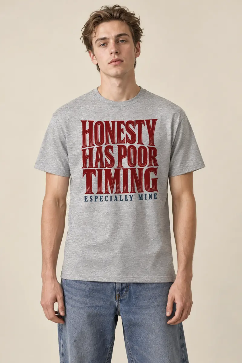 "Honesty Has Poor Timing" Heavyweight Unisex Crewneck T-shirt