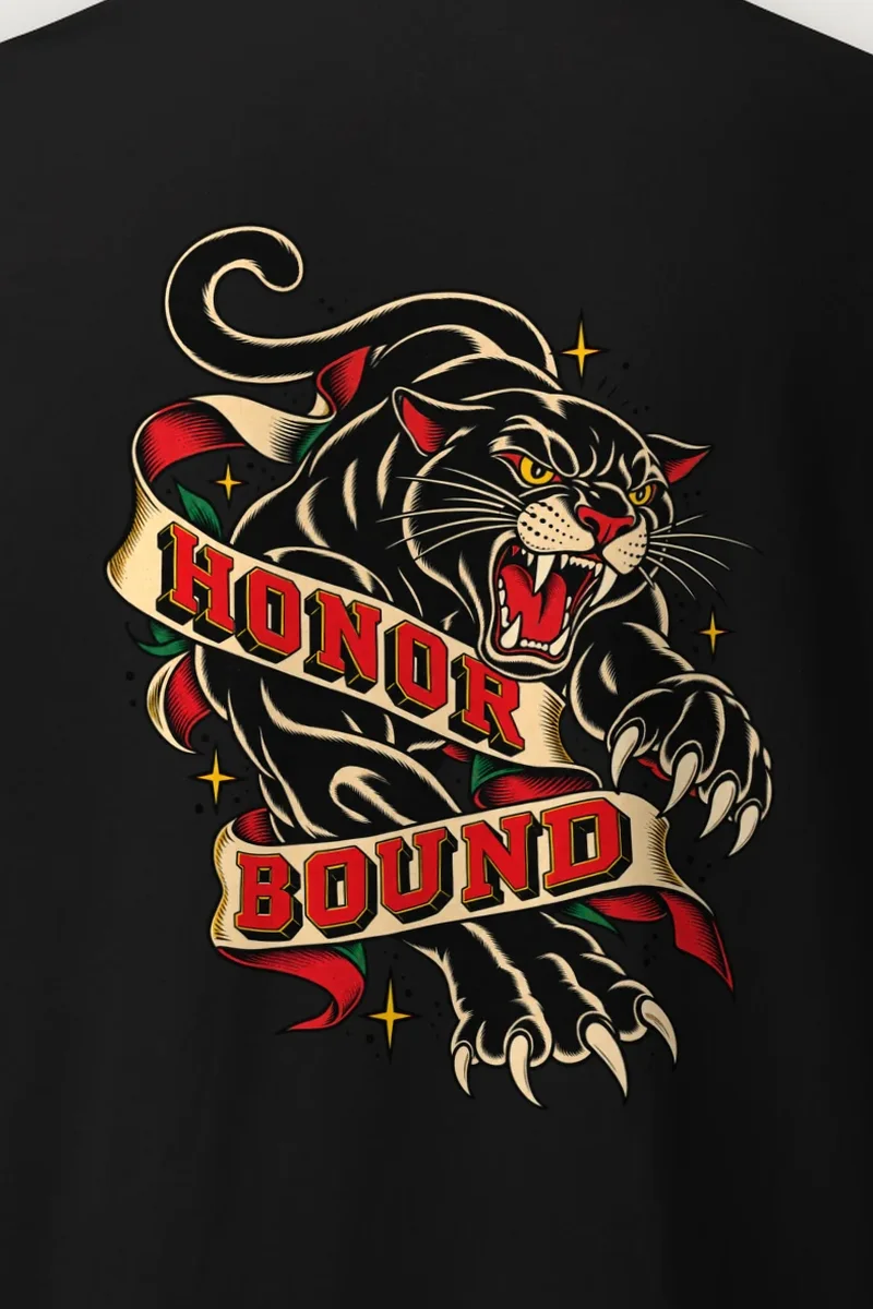 "Honor Bound" Heavyweight Unisex Crewneck T-shirt - the graphic up close