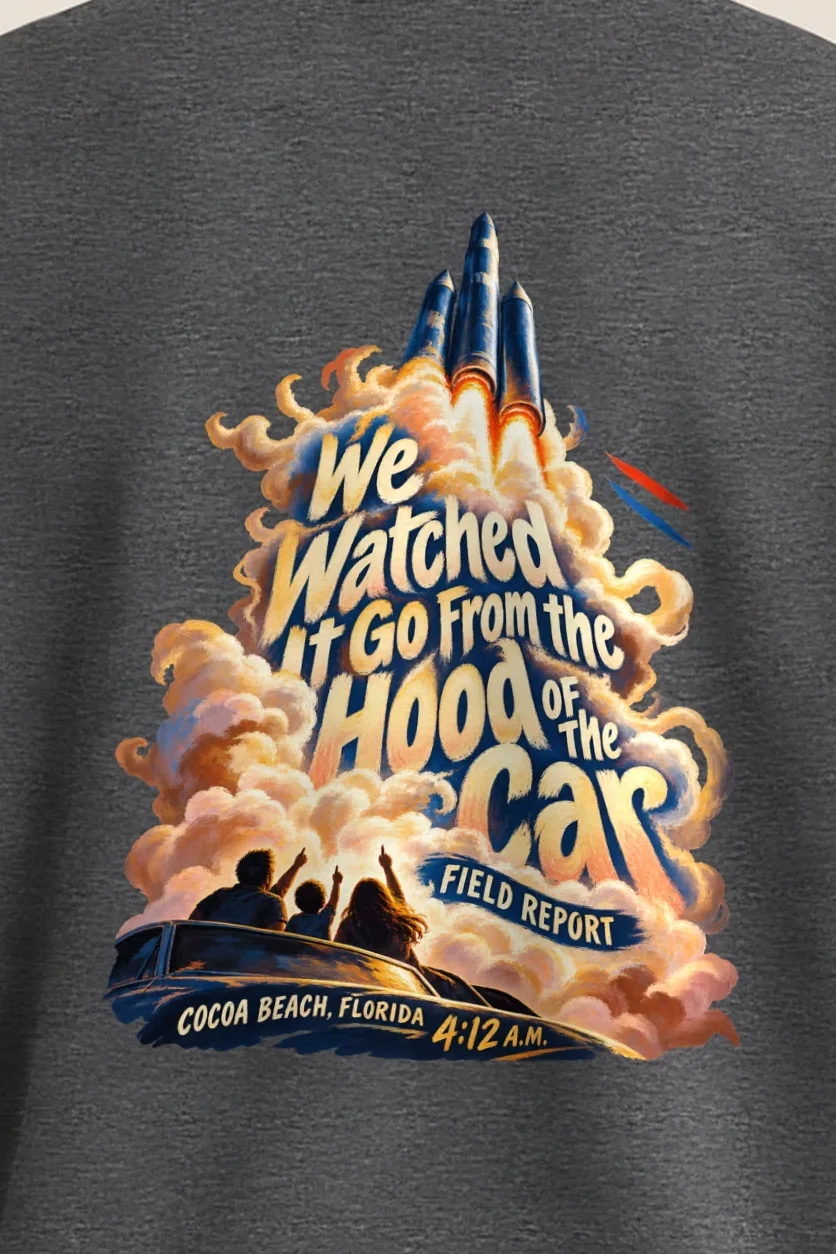 "Hood of the Car" Heavy Blend Unisex Crewneck Sweatshirt - the graphic up close