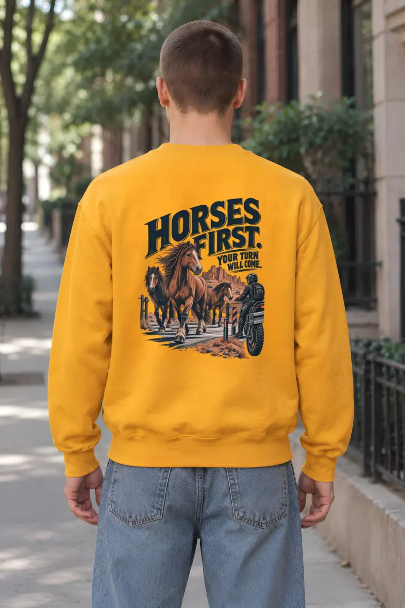 “Horses First” Heavy Blend Unisex Crewneck Sweatshirt