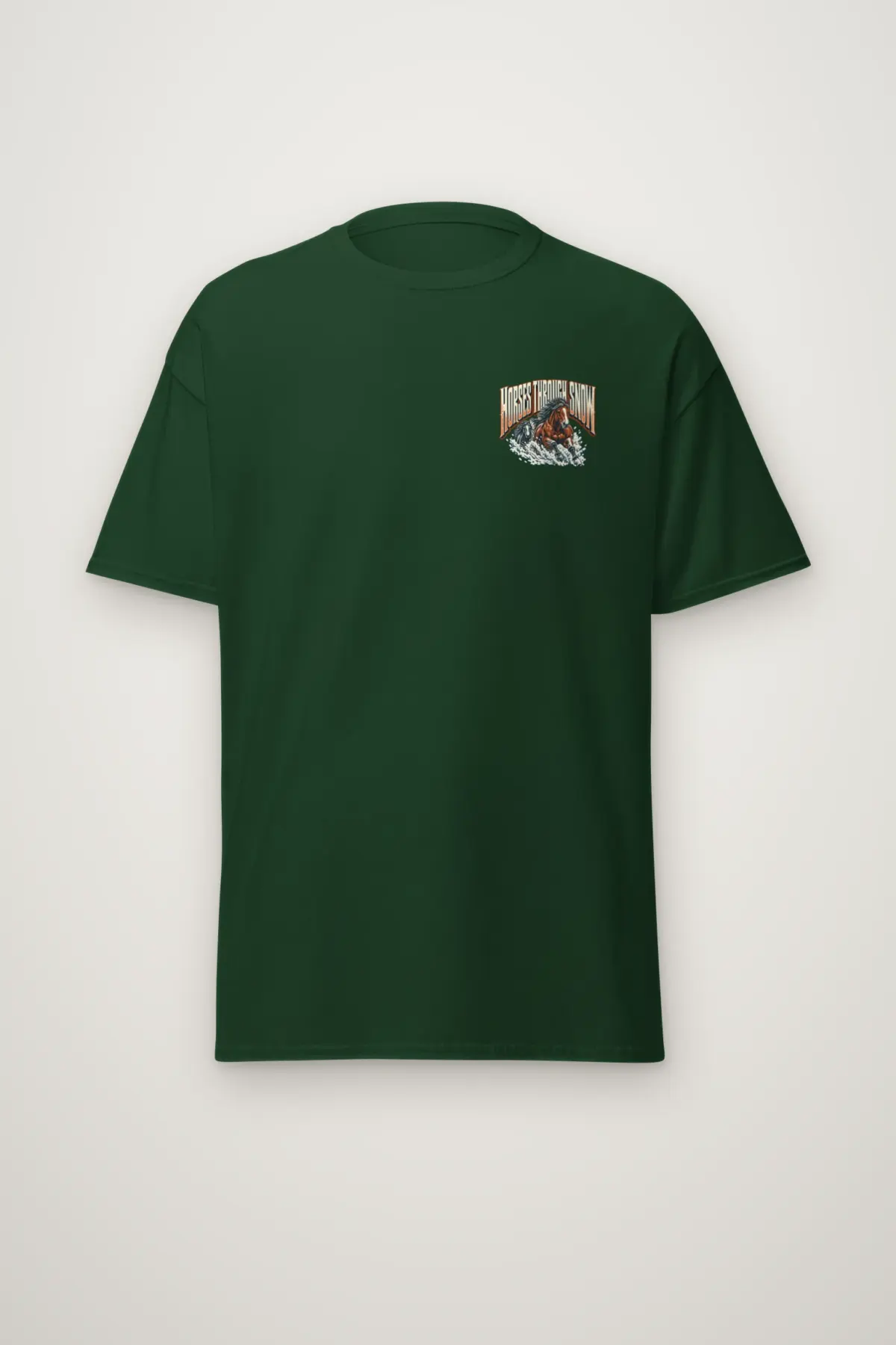 "Horses Through Snow" Heavyweight Unisex Crewneck T-shirt