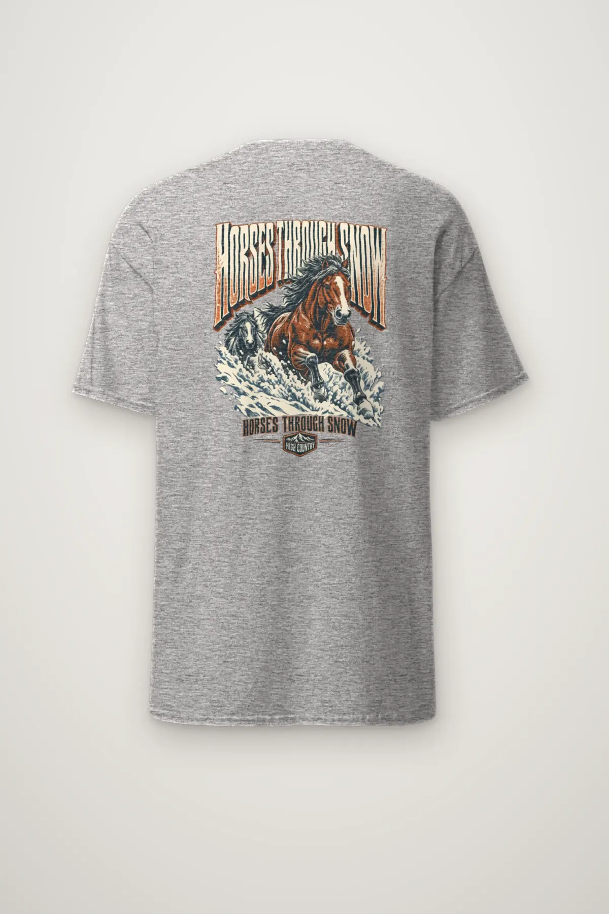 "Horses Through Snow" Heavyweight Unisex Crewneck T-shirt