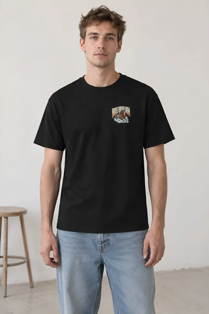 "Horses Through Snow" Heavyweight Unisex Crewneck T-shirt