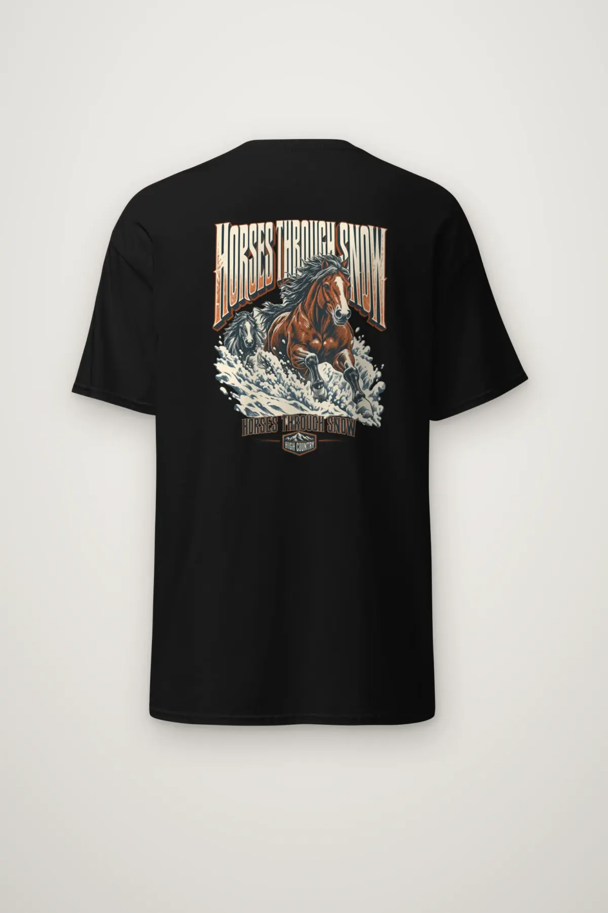 "Horses Through Snow" Heavyweight Unisex Crewneck T-shirt