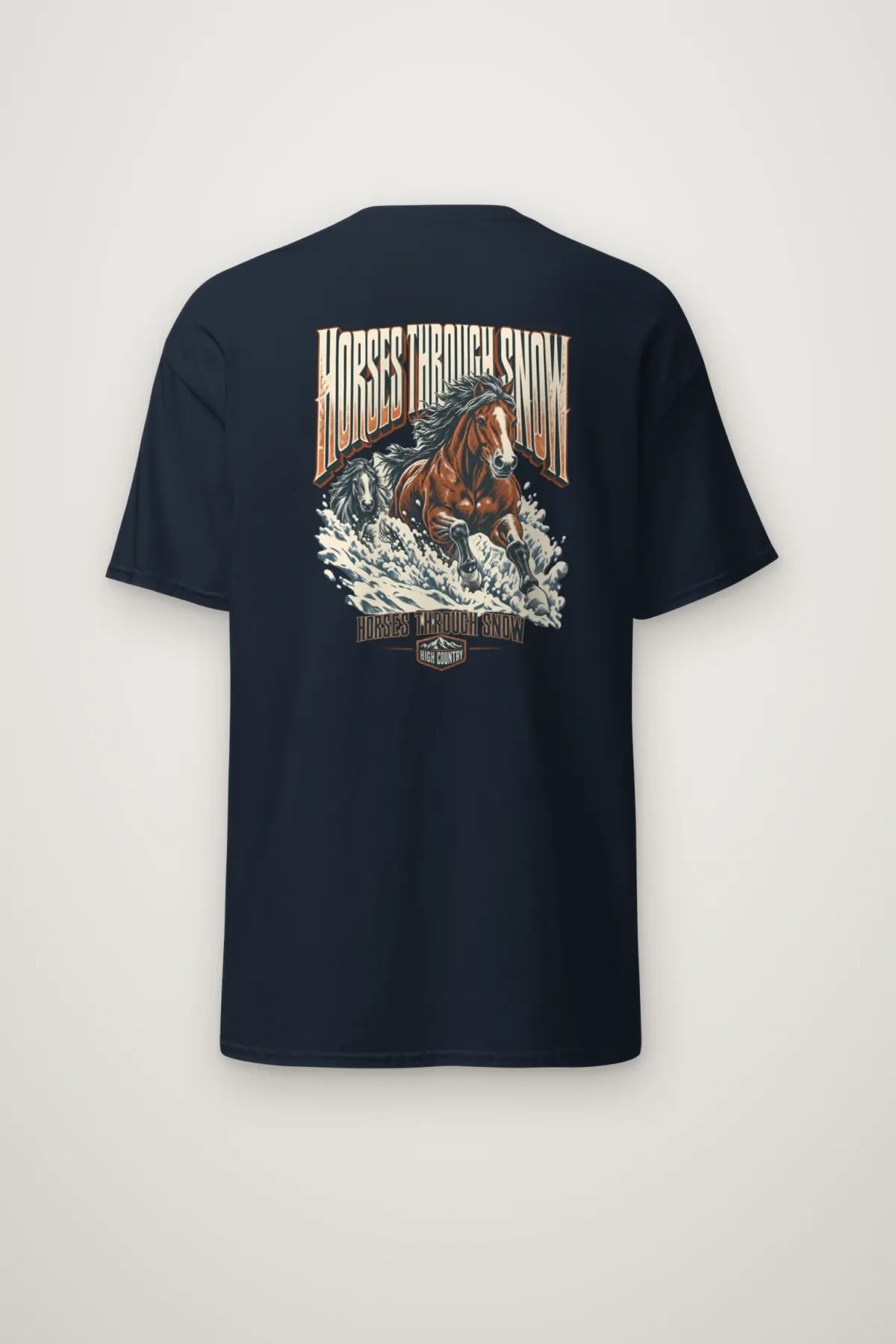 "Horses Through Snow" Heavyweight Unisex Crewneck T-shirt