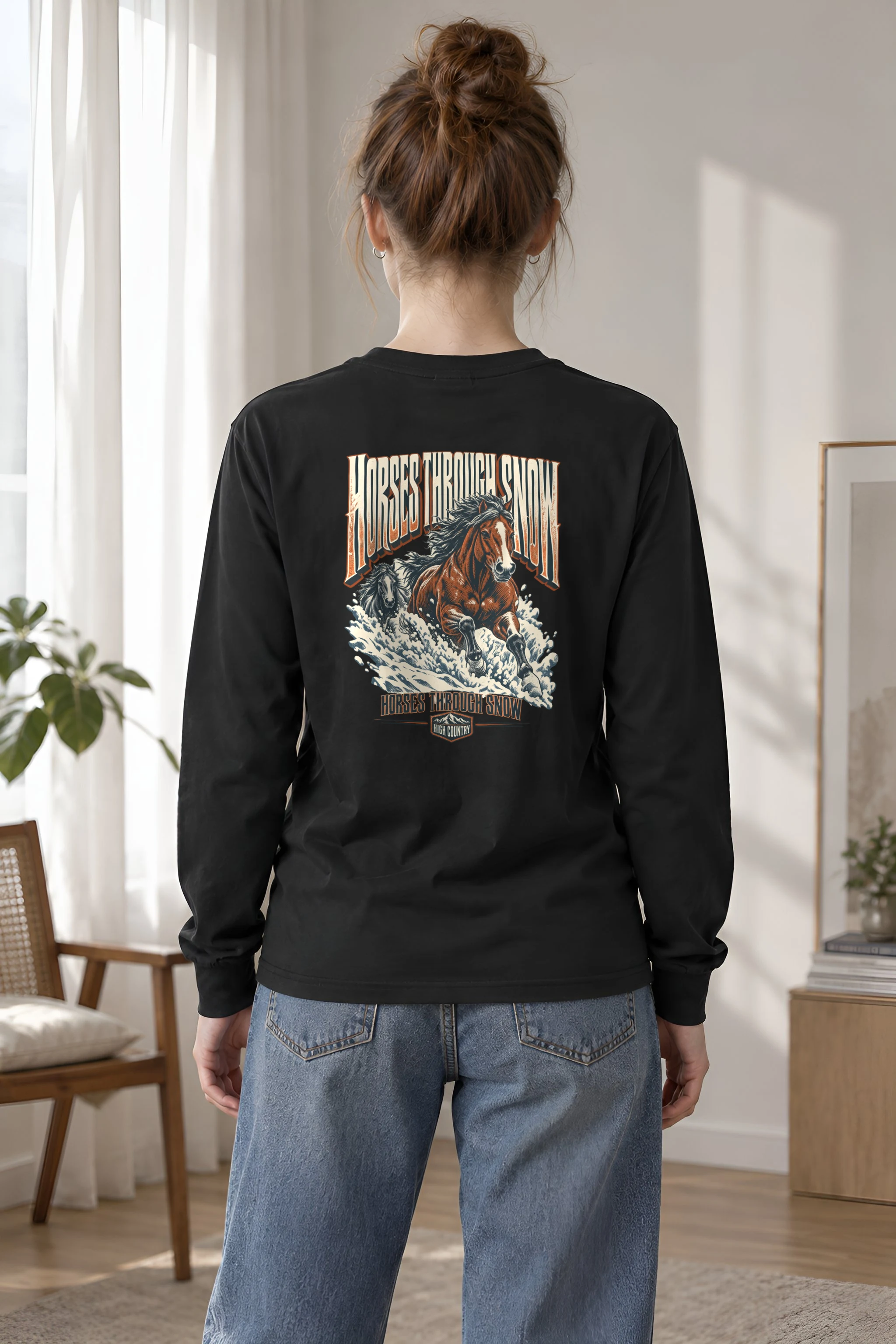"Horses Through Snow" Unisex Longsleeve T-shirt