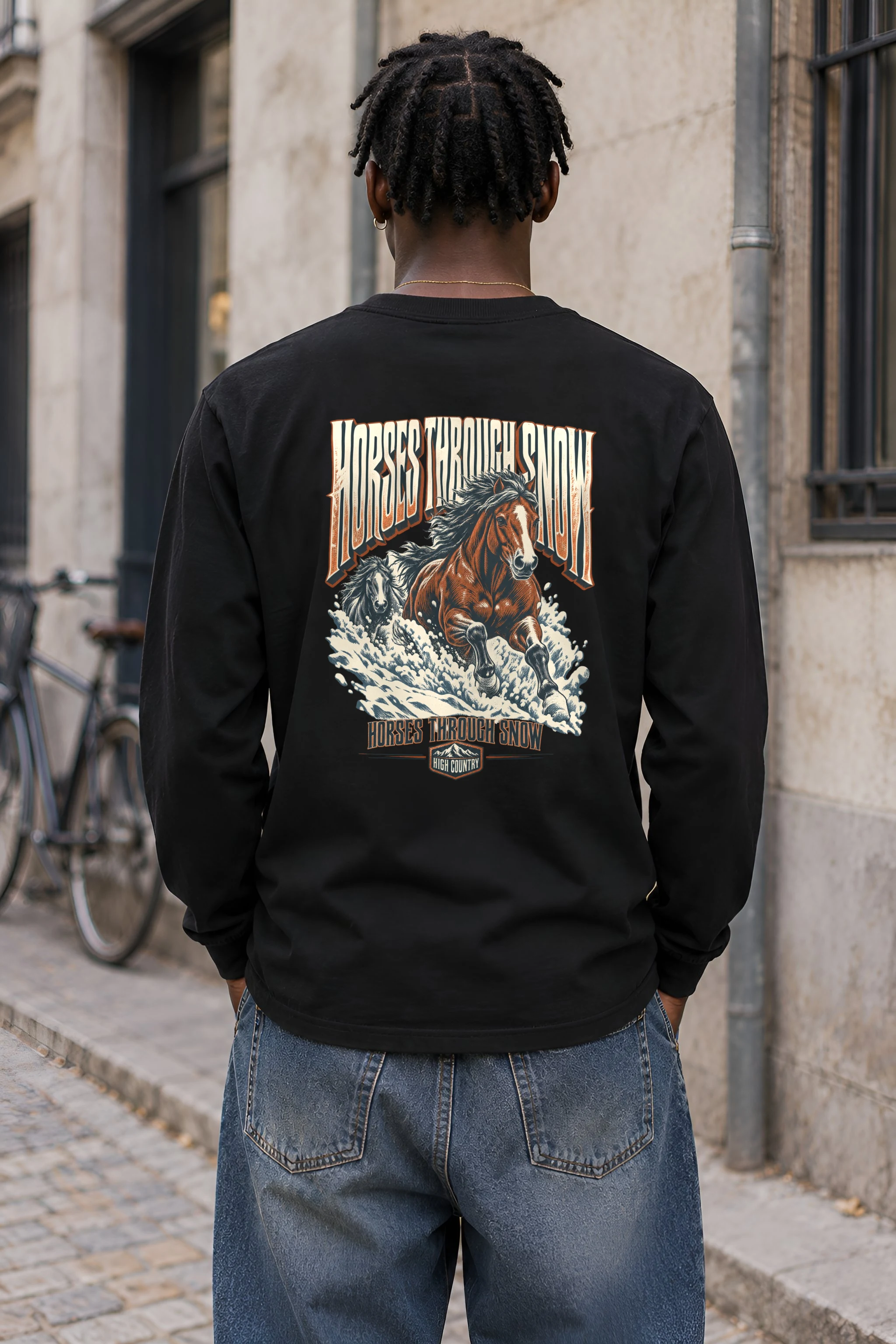"Horses Through Snow" Unisex Longsleeve T-shirt