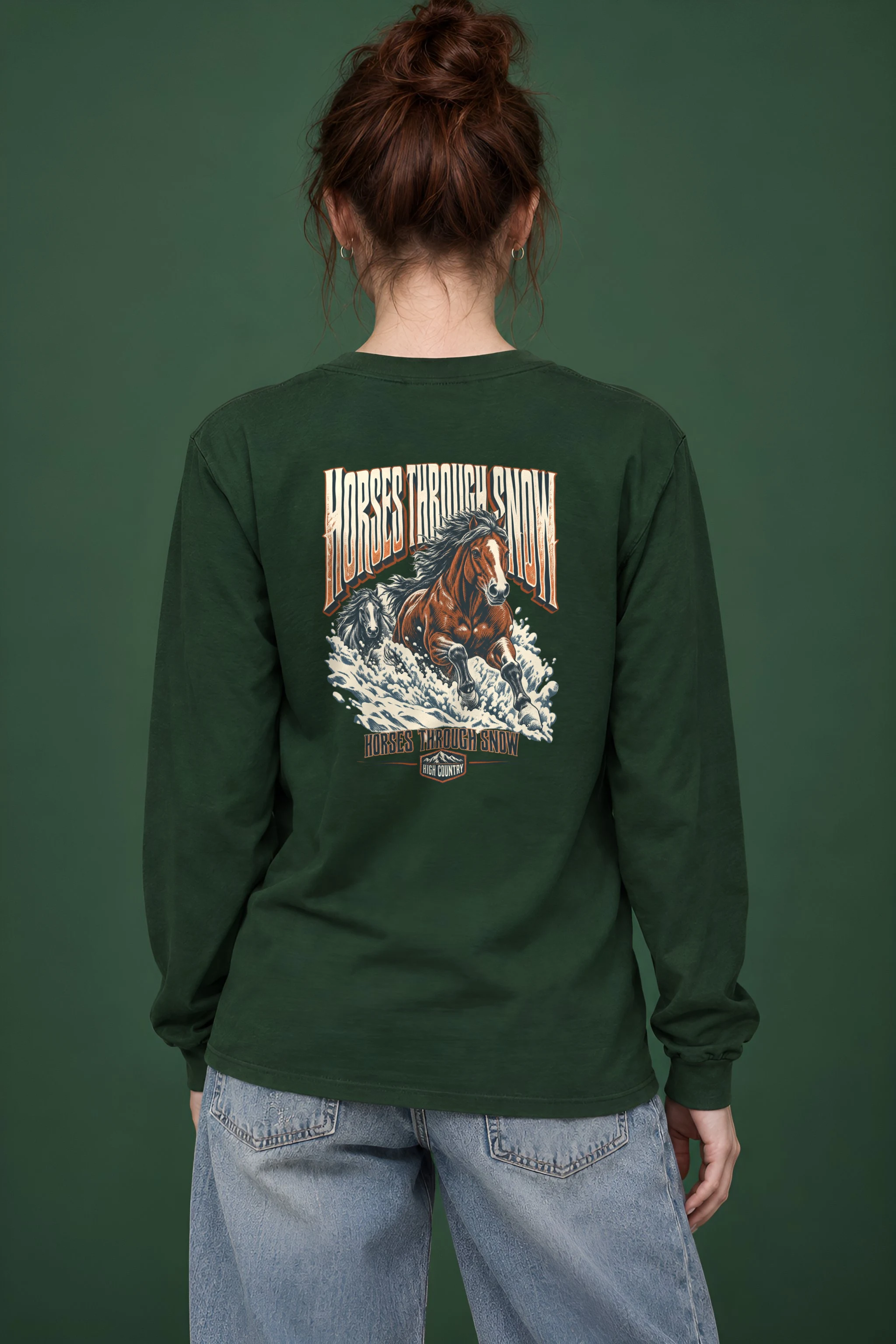 "Horses Through Snow" Unisex Longsleeve T-shirt