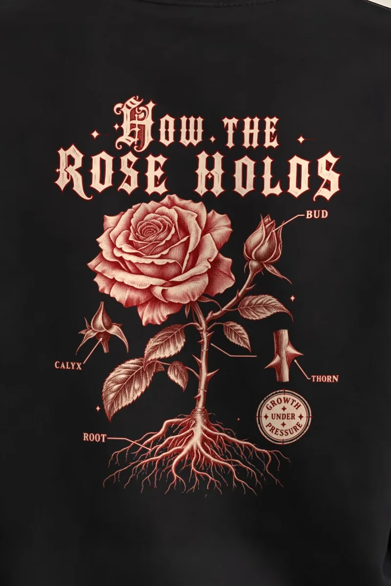 "How The Rose Holds" Heavy Blend Unisex Crewneck Sweatshirt - the graphic up close