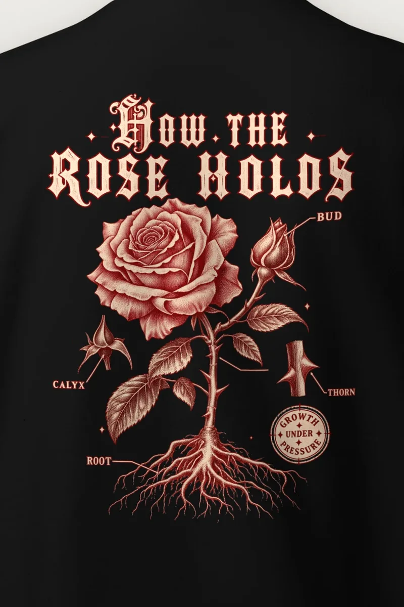 "How The Rose Holds" Heavy Blend Unisex Crewneck Sweatshirt - the graphic up close