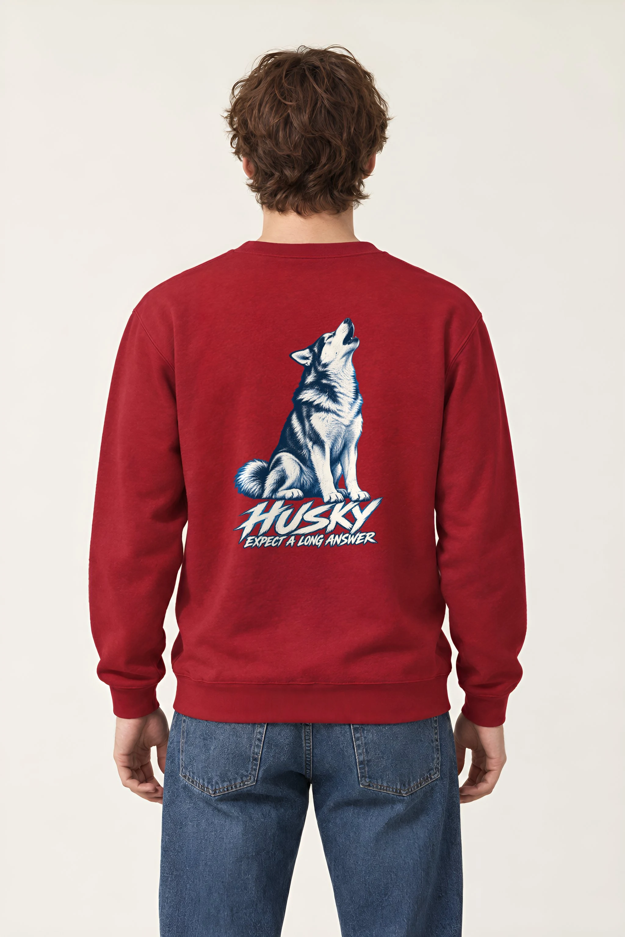 "Husky Expect a Long Answer" Heavy Blend Unisex Crewneck Sweatshirt