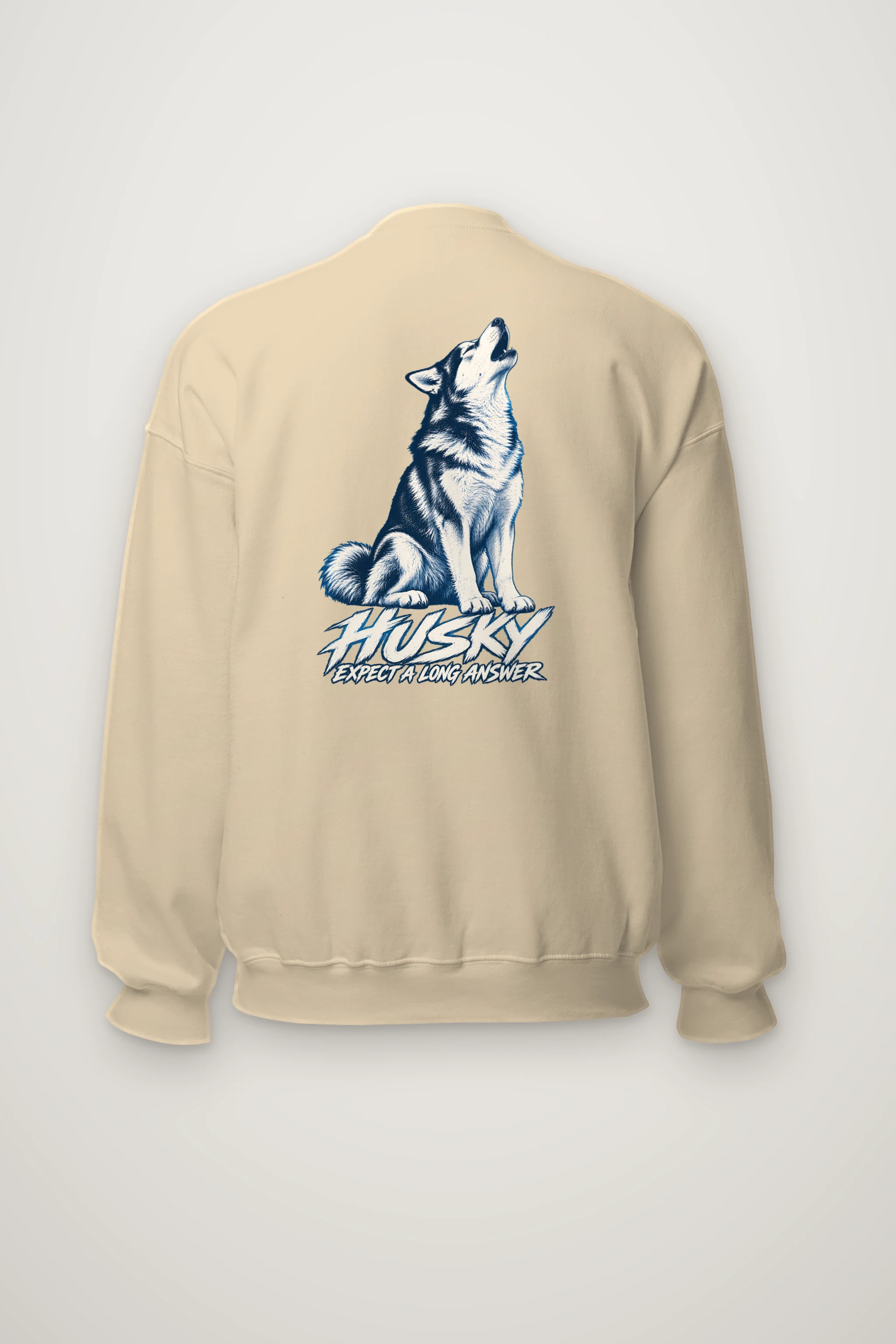 "Husky Expect a Long Answer" Heavy Blend Unisex Crewneck Sweatshirt