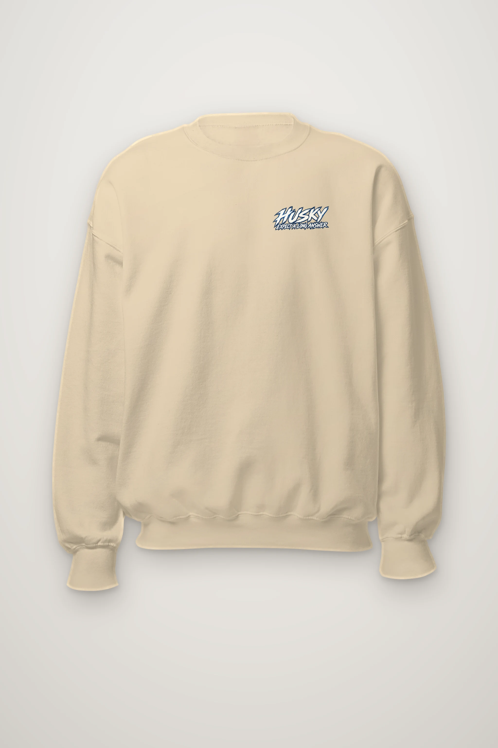 "Husky Expect a Long Answer" Heavy Blend Unisex Crewneck Sweatshirt