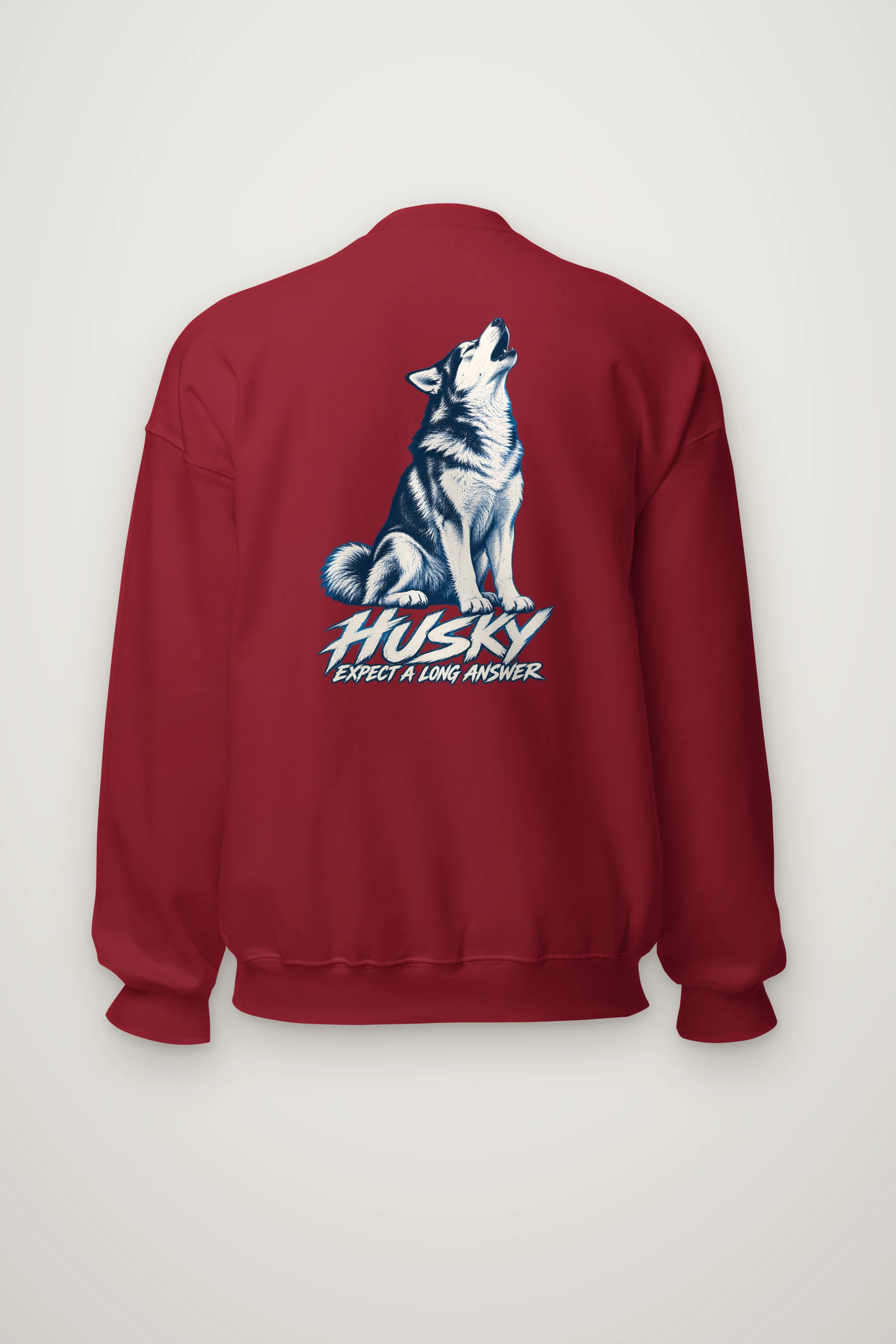 "Husky Expect a Long Answer" Heavy Blend Unisex Crewneck Sweatshirt