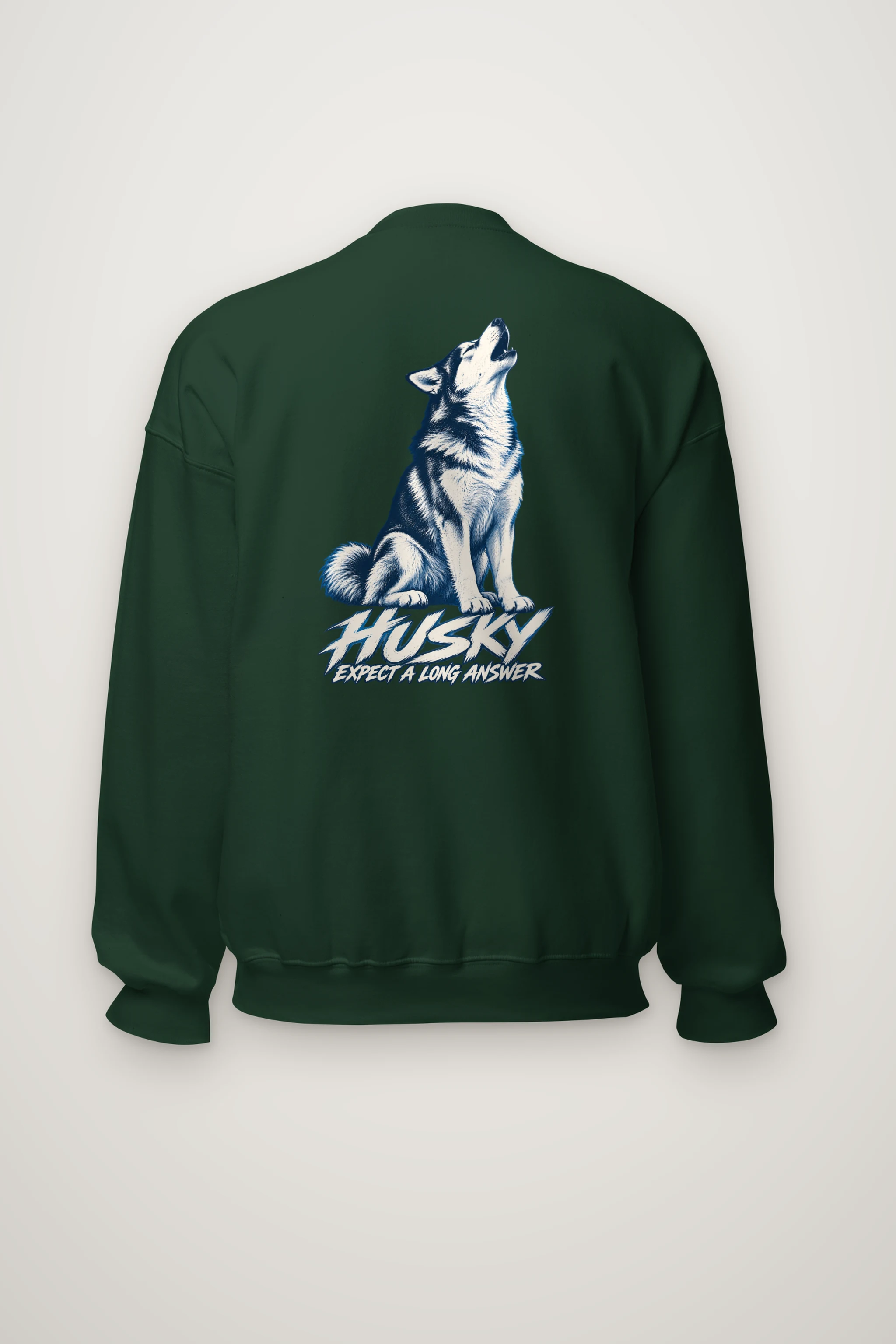 "Husky Expect a Long Answer" Heavy Blend Unisex Crewneck Sweatshirt