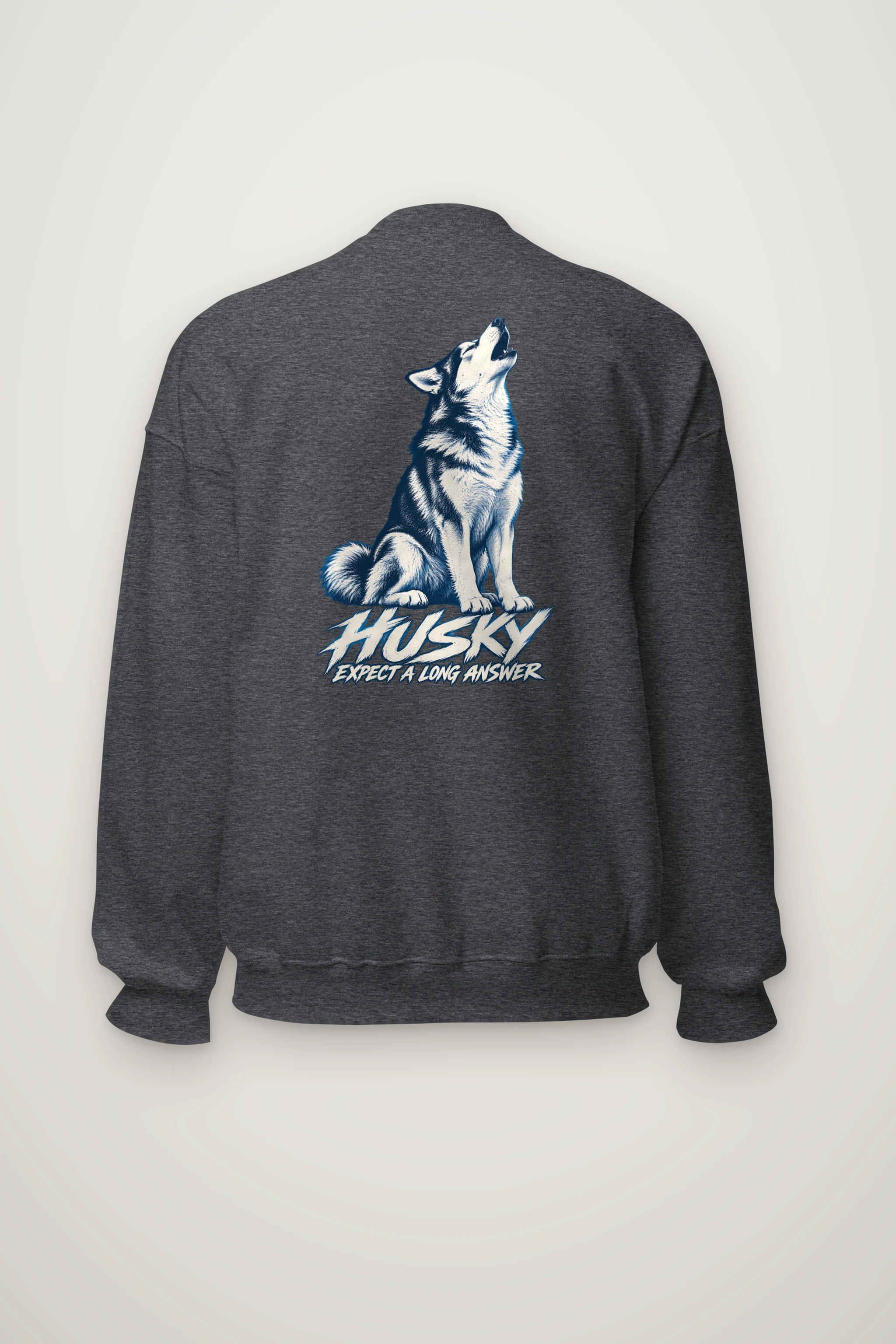 "Husky Expect a Long Answer" Heavy Blend Unisex Crewneck Sweatshirt