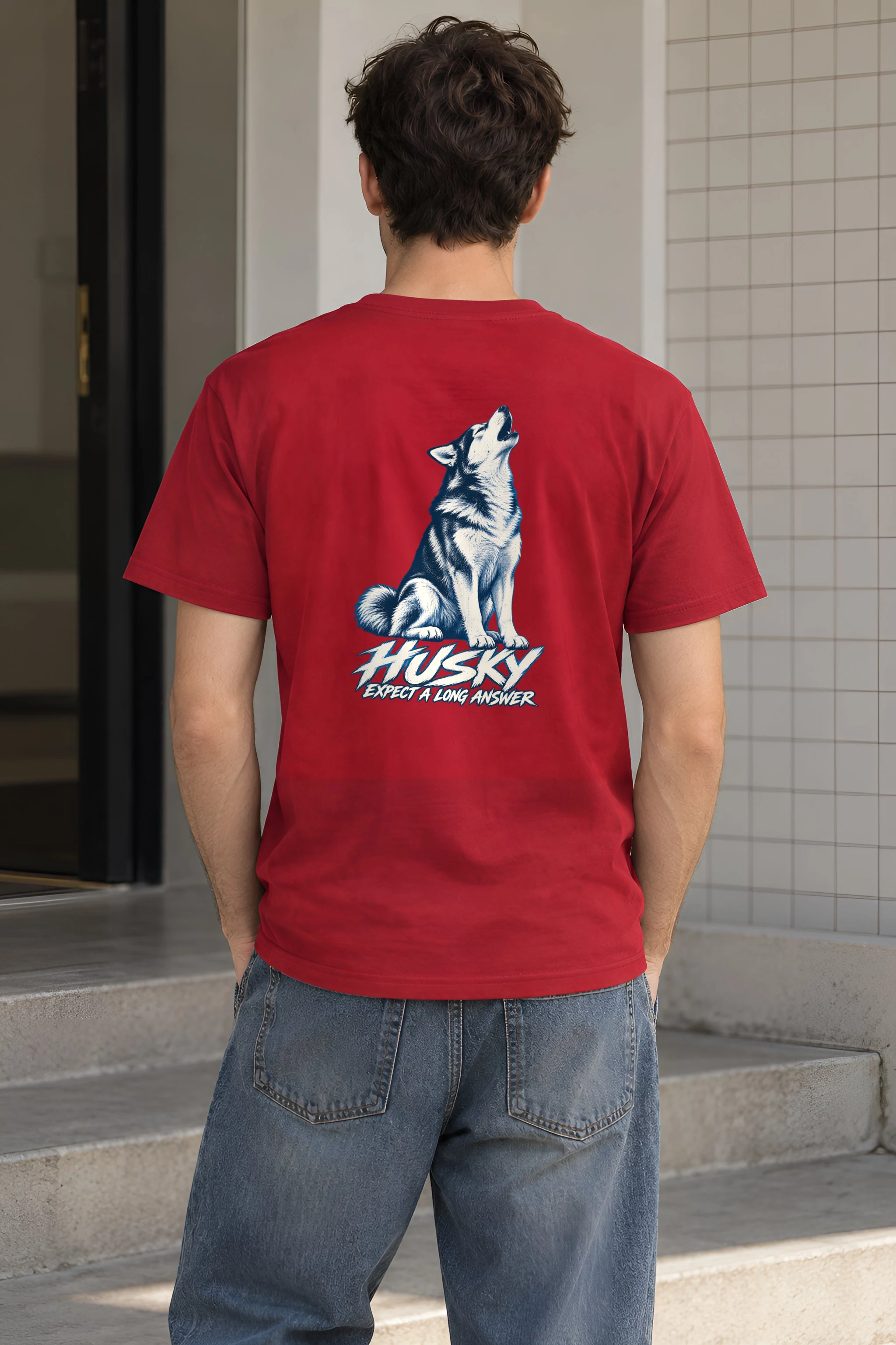 "Husky Expect a Long Answer" Heavyweight Unisex Crewneck T-shirt