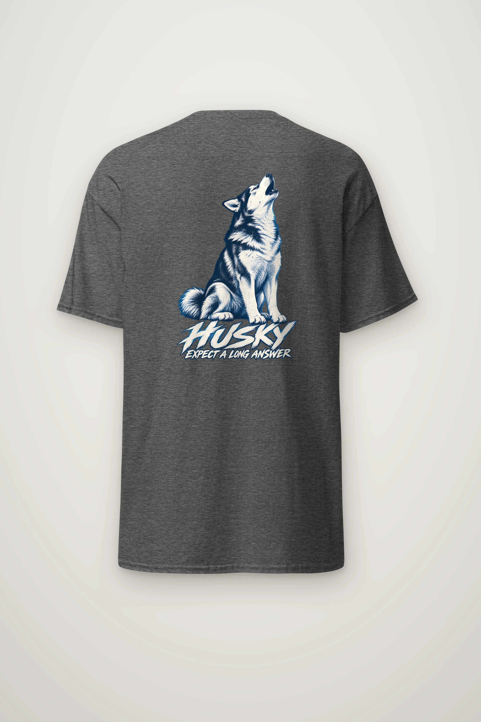 "Husky Expect a Long Answer" Heavyweight Unisex Crewneck T-shirt