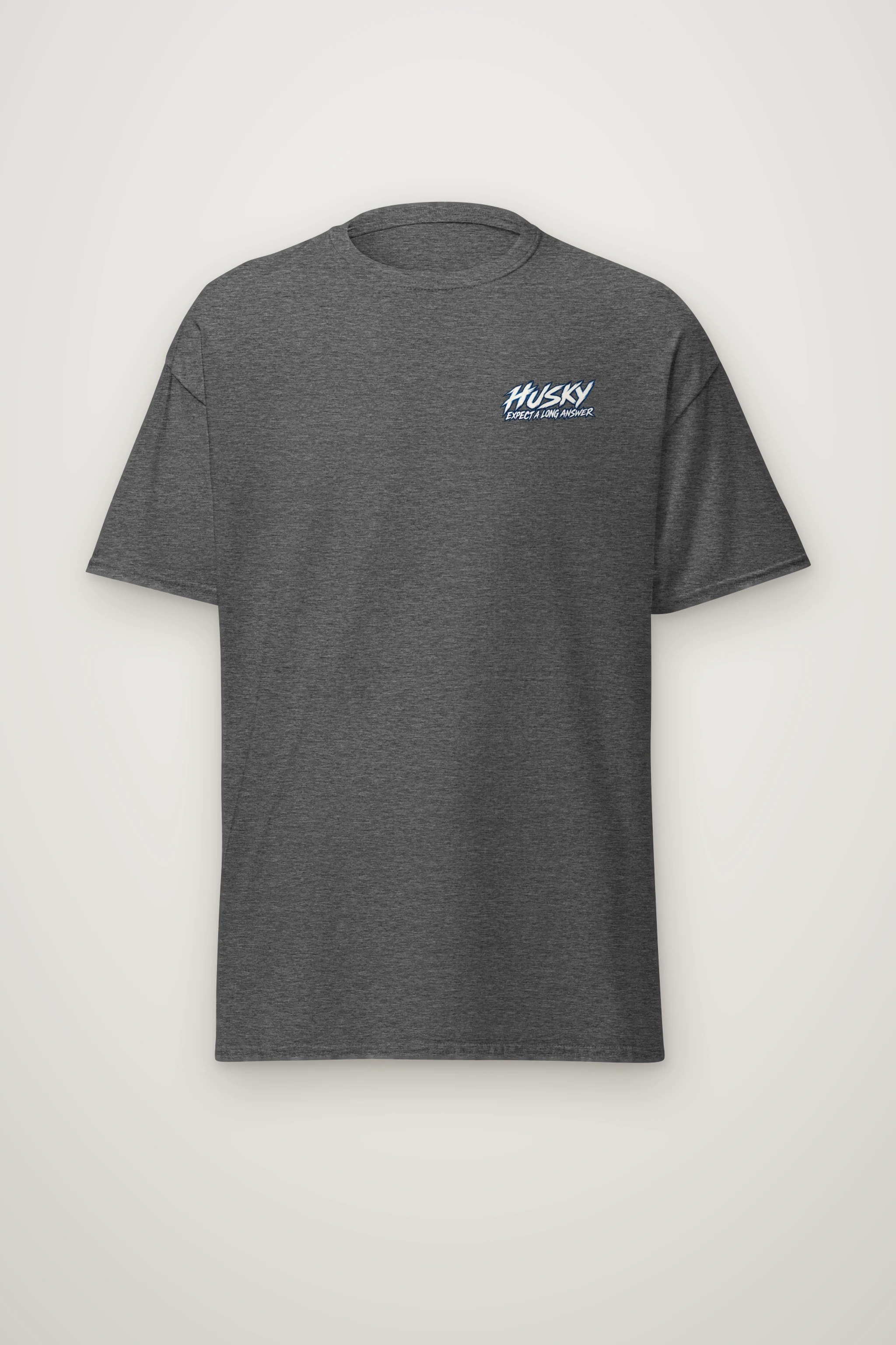 "Husky Expect a Long Answer" Heavyweight Unisex Crewneck T-shirt
