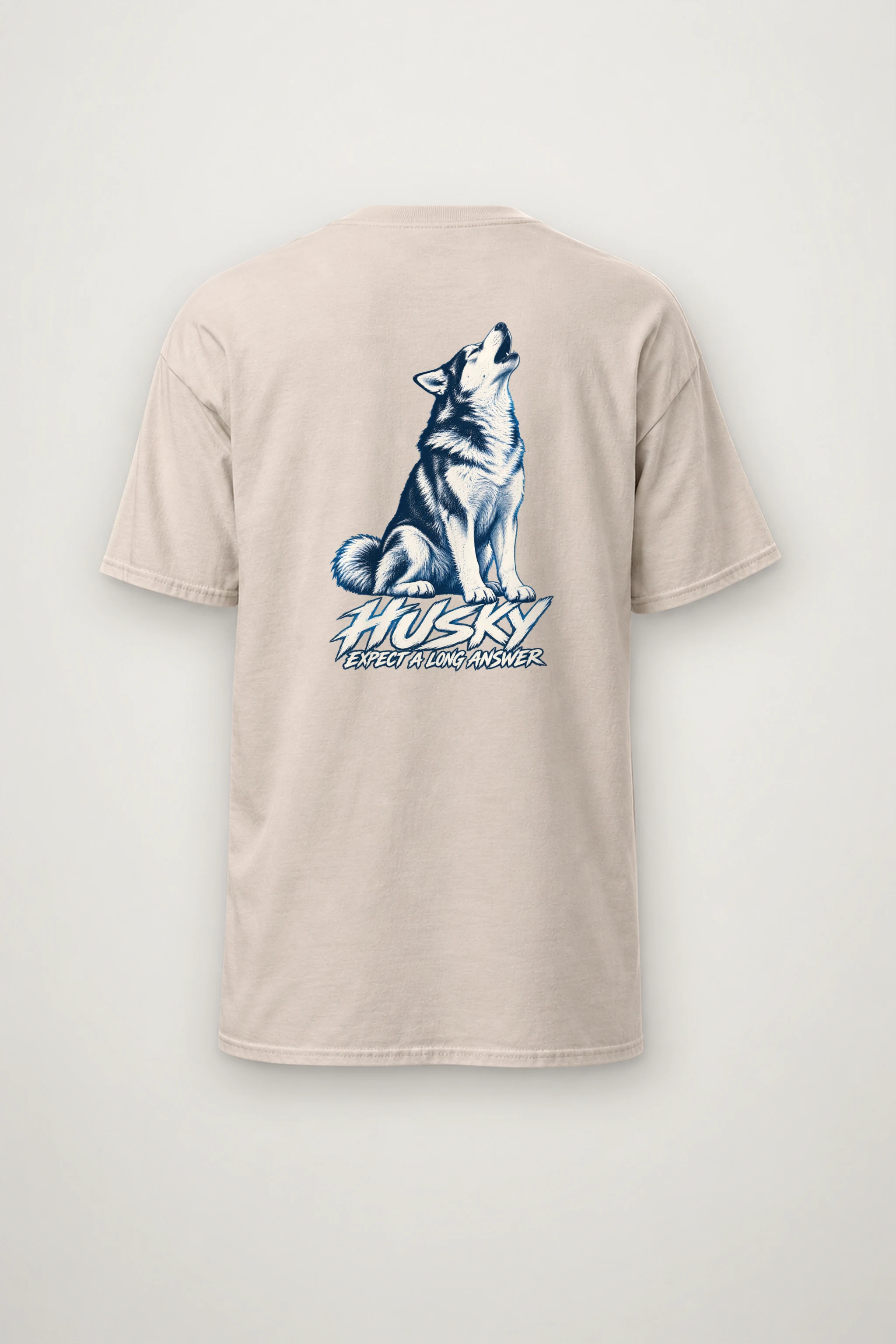 "Husky Expect a Long Answer" Heavyweight Unisex Crewneck T-shirt