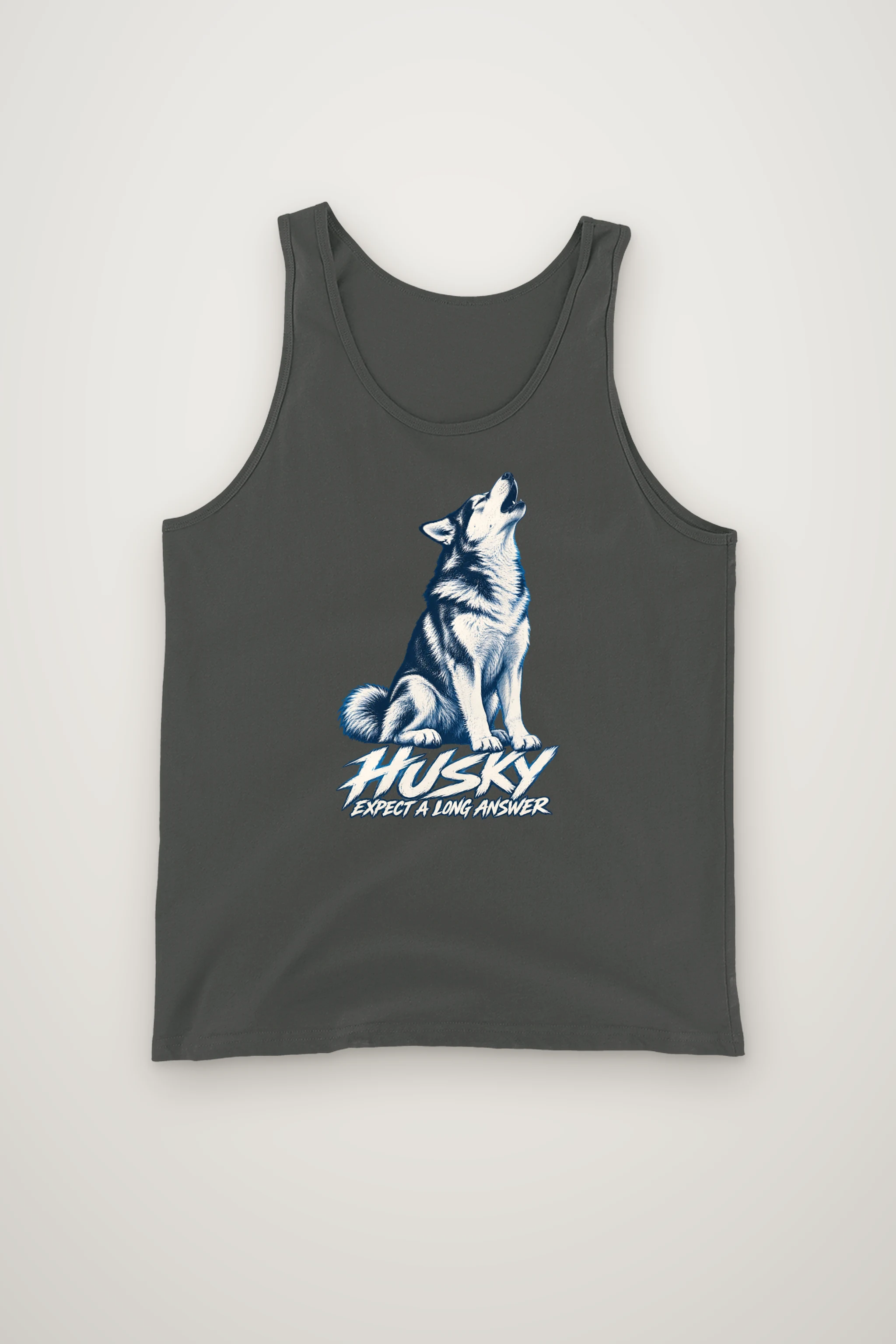 "Husky Expect a Long Answer" Unisex Jersey Tank