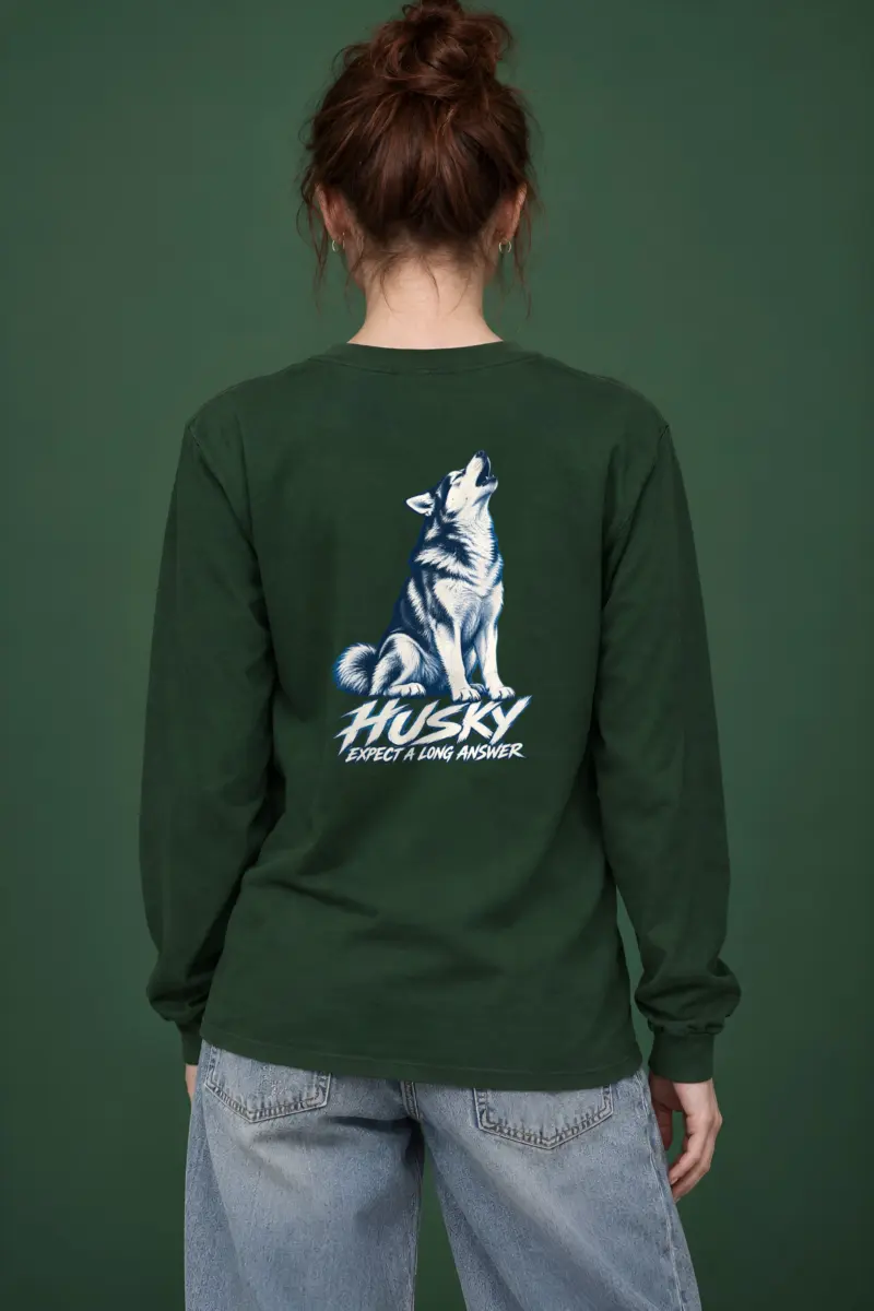 “Husky Expect a Long Answer” Unisex Longsleeve T-shirt