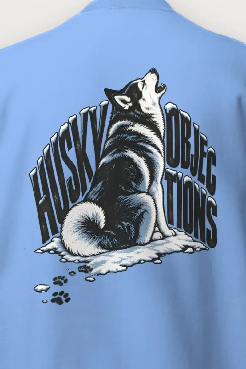"Husky Objections" Heavy Blend Unisex Crewneck Sweatshirt - the graphic up close